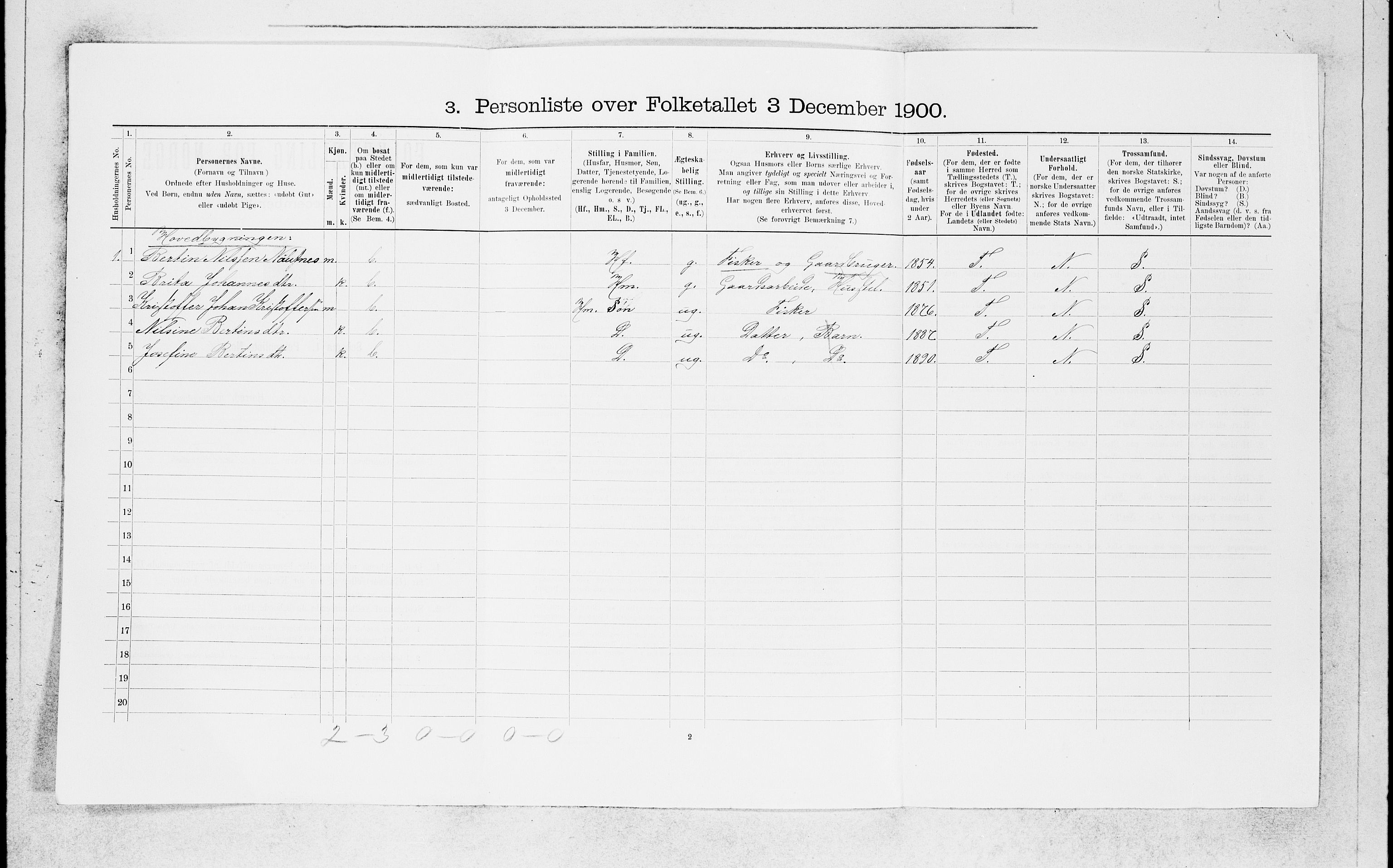 SAB, 1900 census for Manger, 1900, p. 1555
