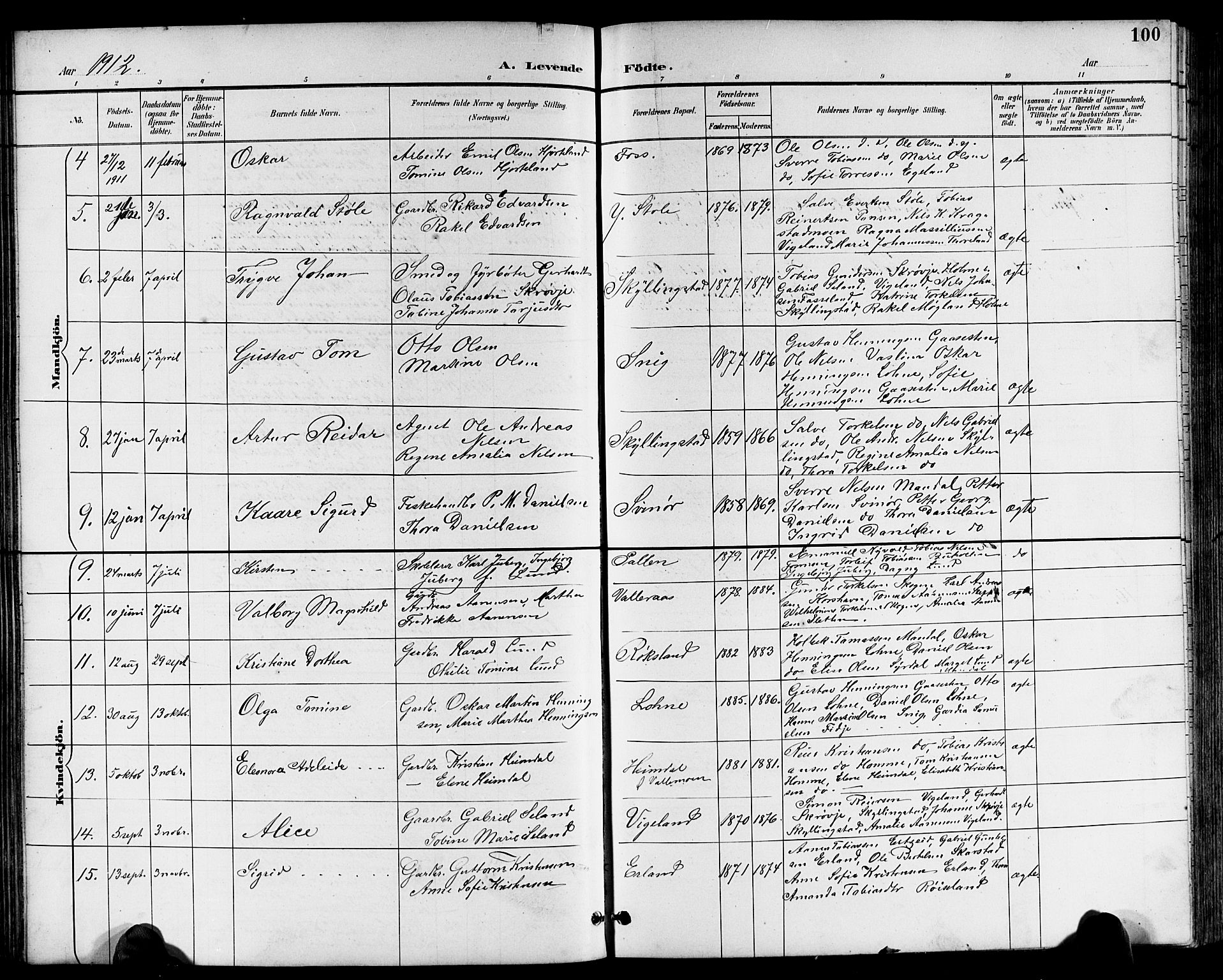 Sør-Audnedal sokneprestkontor, AV/SAK-1111-0039/F/Fb/Fbb/L0006: Parish register (copy) no. B 6, 1893-1915, p. 100