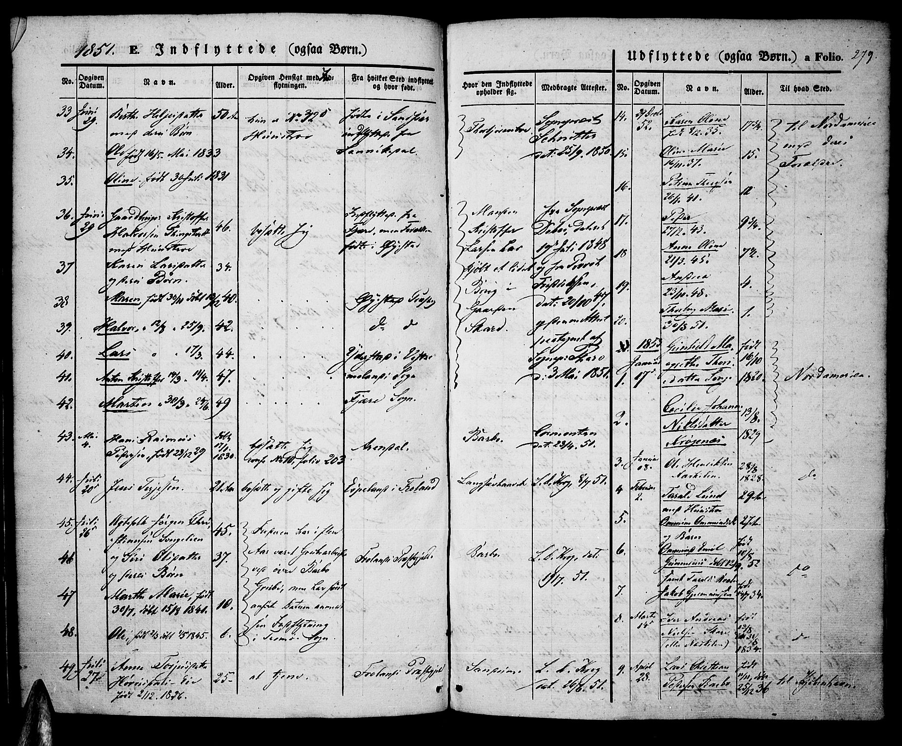 Tromøy sokneprestkontor, SAK/1111-0041/F/Fa/L0005: Parish register (official) no. A 5, 1847-1856, p. 279