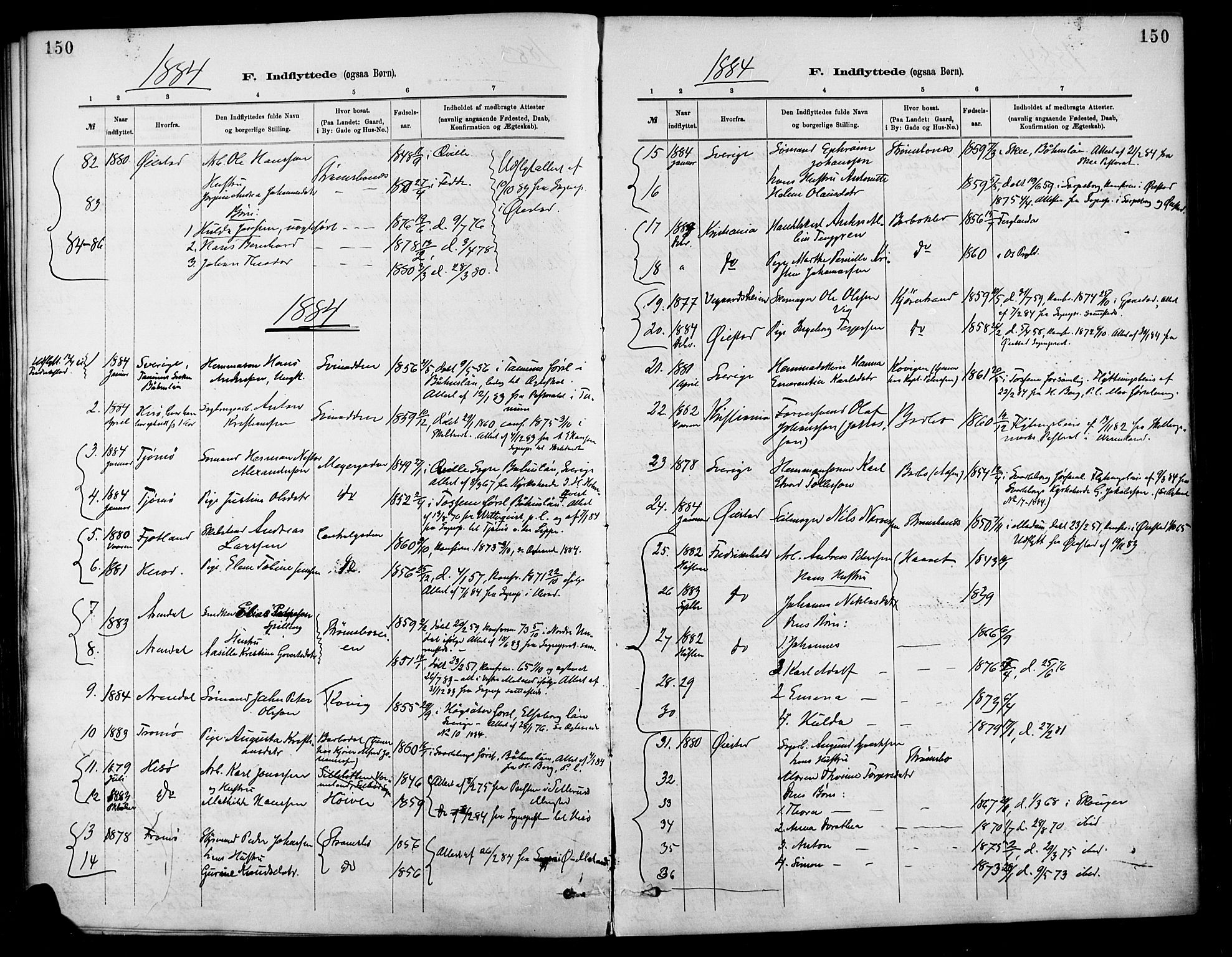 Barbu sokneprestkontor, AV/SAK-1111-0003/F/Fa/L0003: Parish register (official) no. A 3, 1883-1898, p. 150