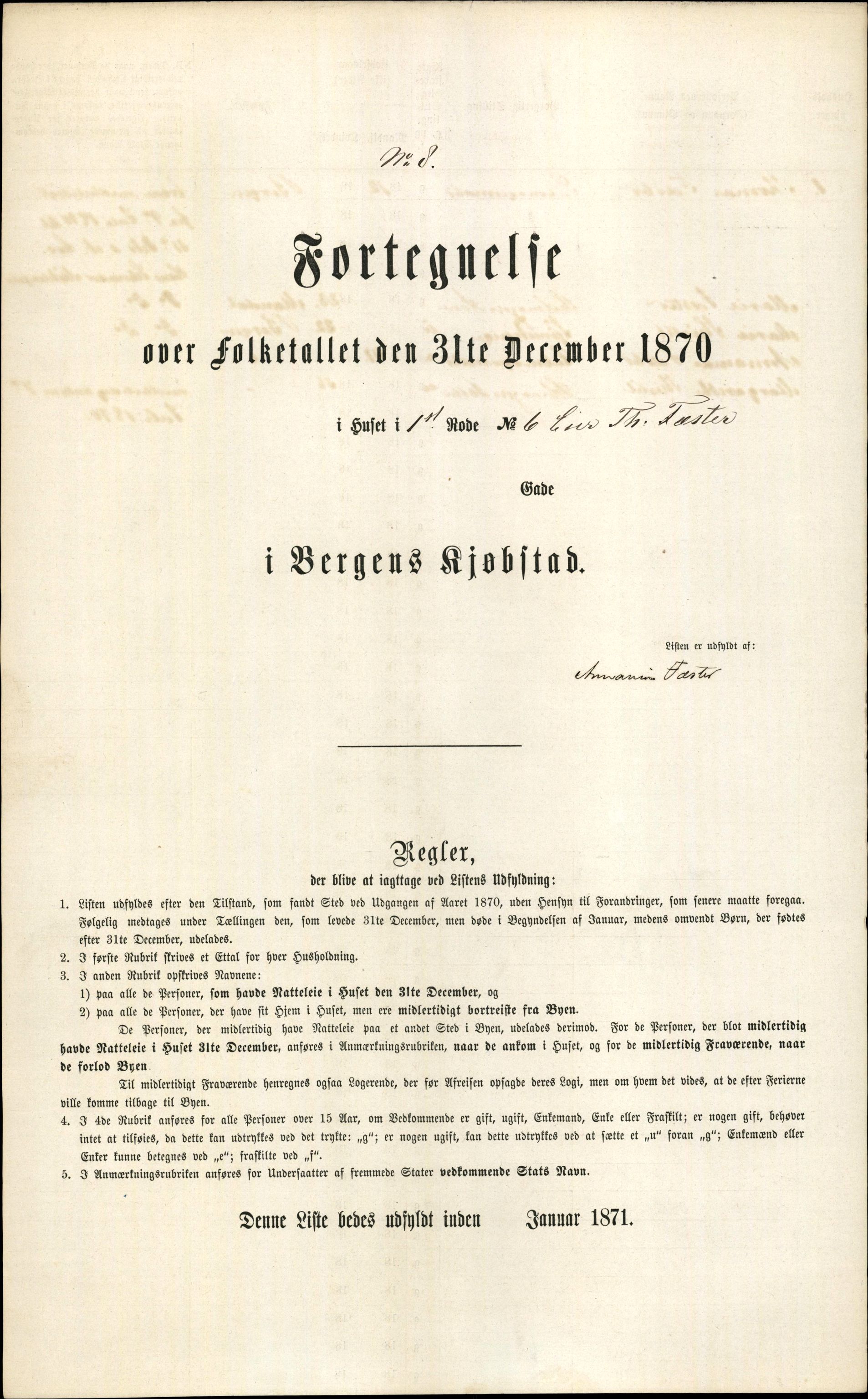 RA, 1870 census for 1301 Bergen, 1870