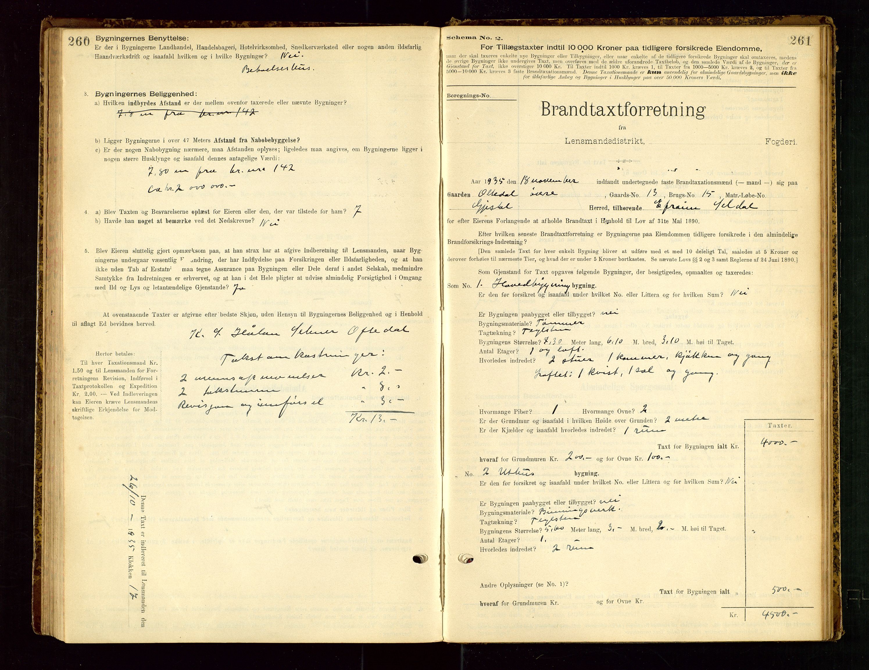 Gjesdal lensmannskontor, SAST/A-100441/Go/L0007: Branntakstskjemaprotokoll, 1894-1937, p. 260-261