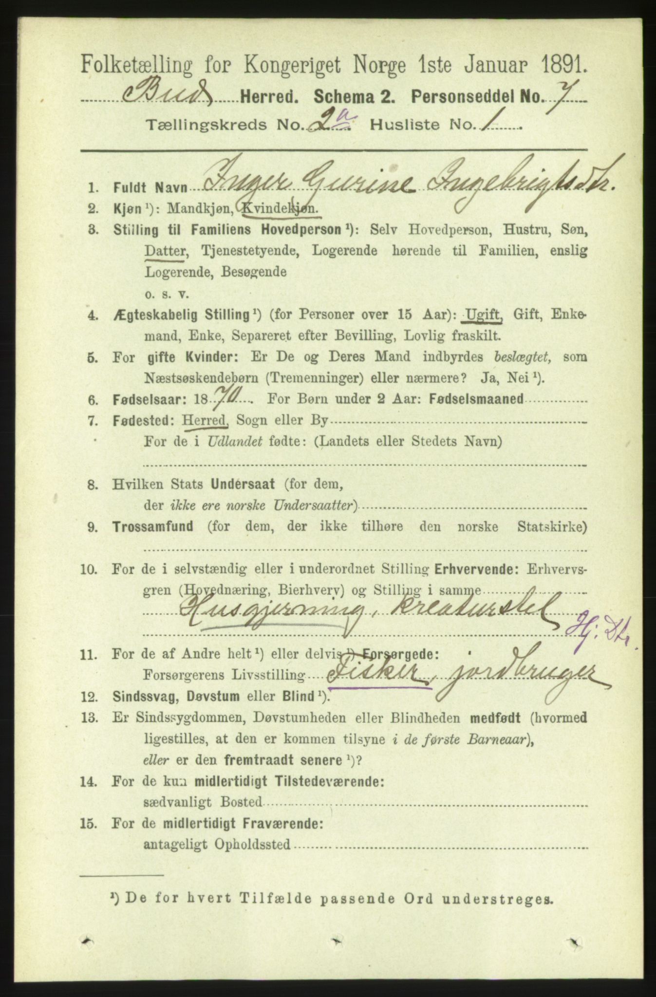 RA, 1891 census for 1549 Bud, 1891, p. 742