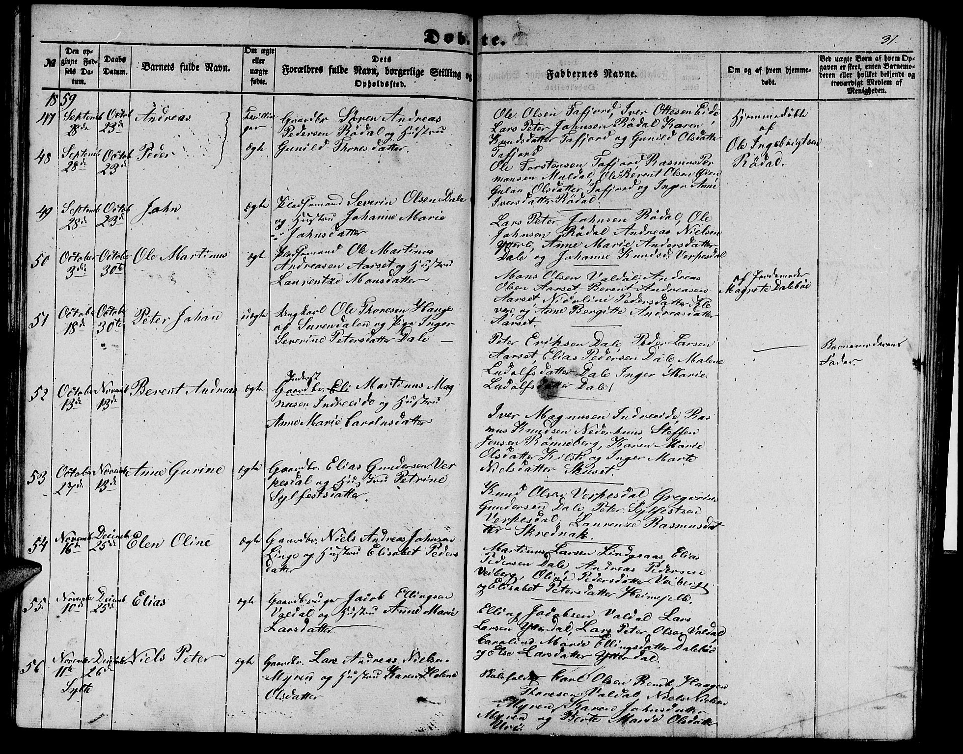 Ministerialprotokoller, klokkerbøker og fødselsregistre - Møre og Romsdal, AV/SAT-A-1454/519/L0261: Parish register (copy) no. 519C02, 1854-1867, p. 31