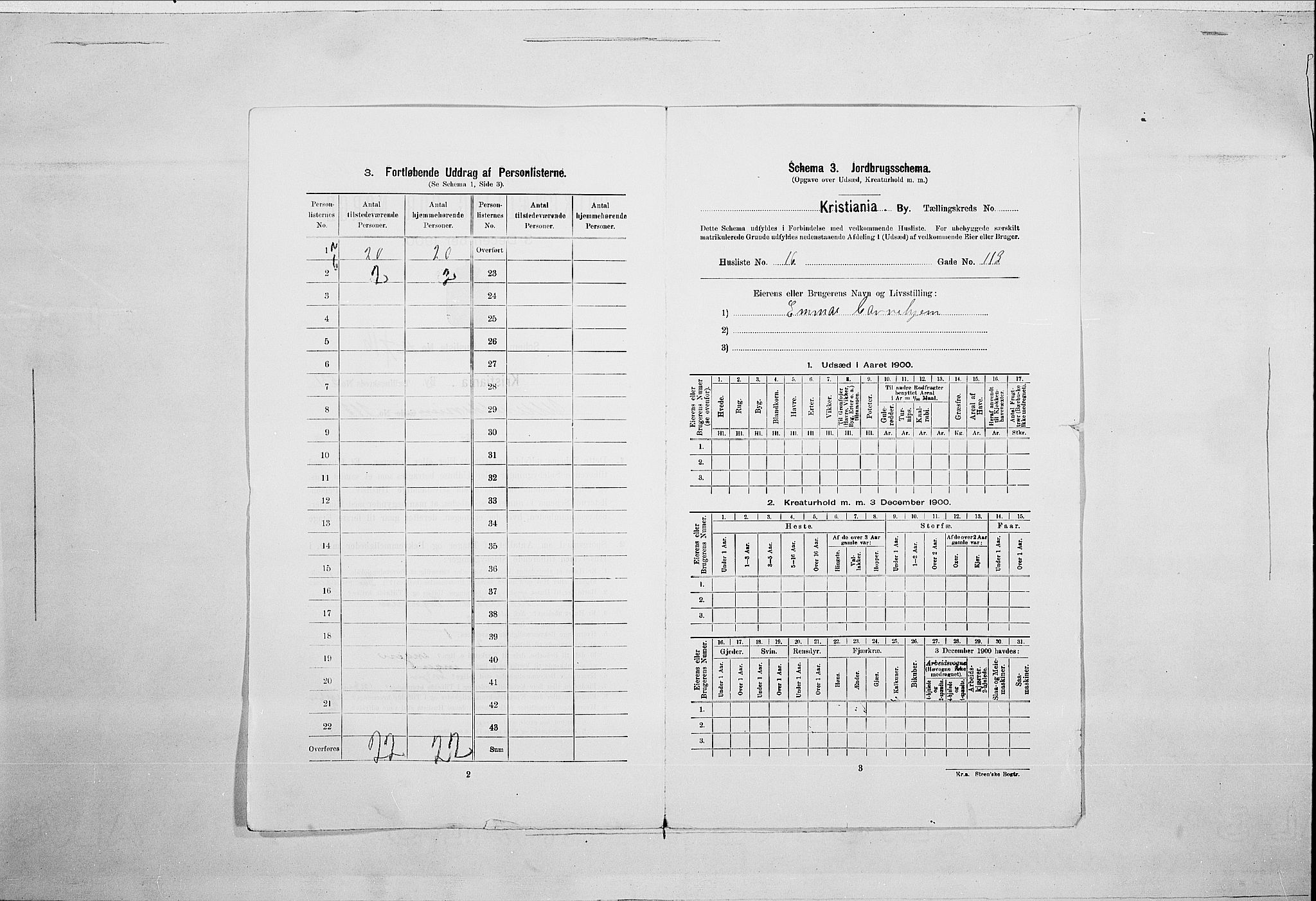 SAO, 1900 census for Kristiania, 1900, p. 107559