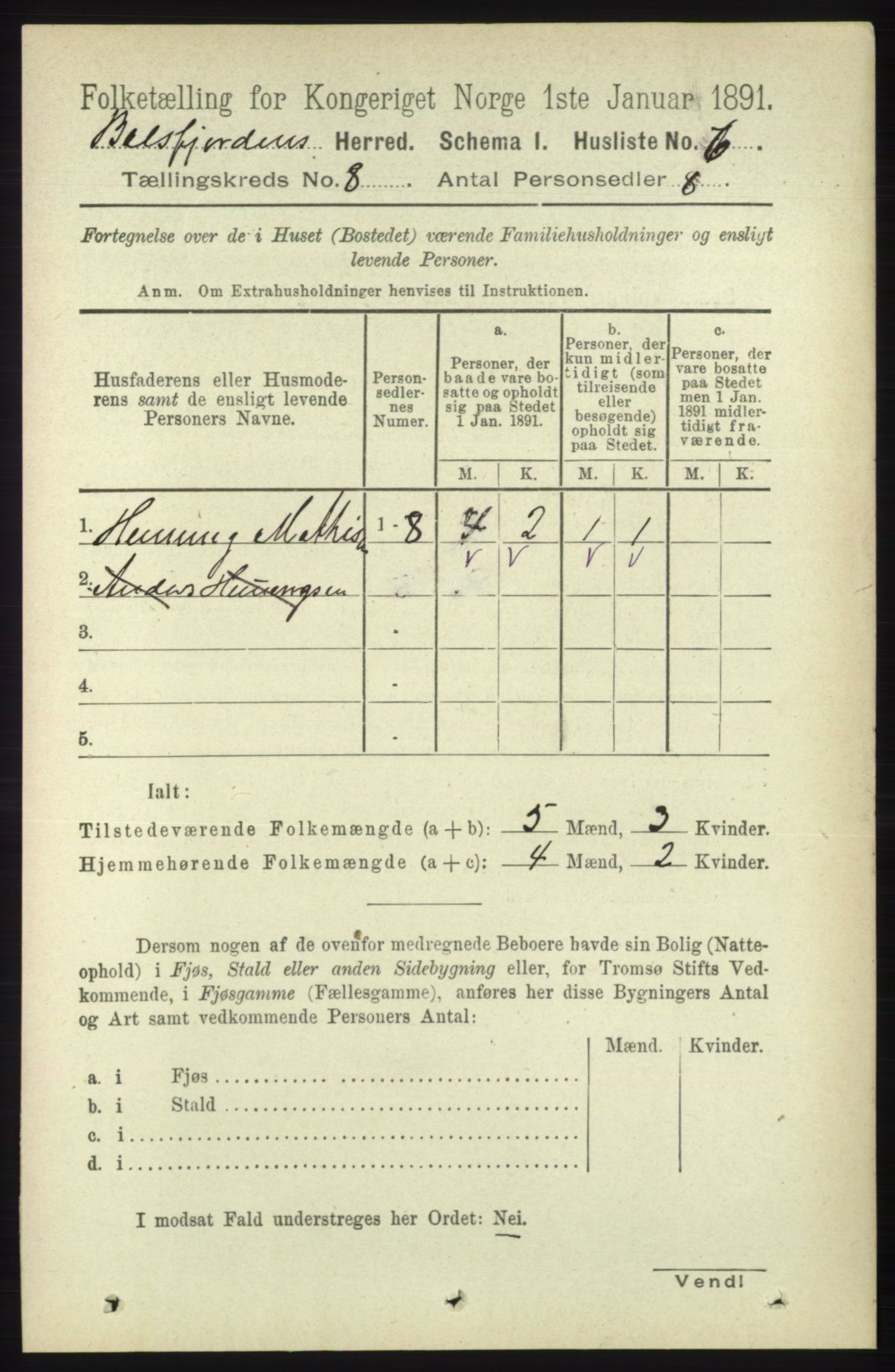 RA, 1891 census for 1933 Balsfjord, 1891, p. 2372