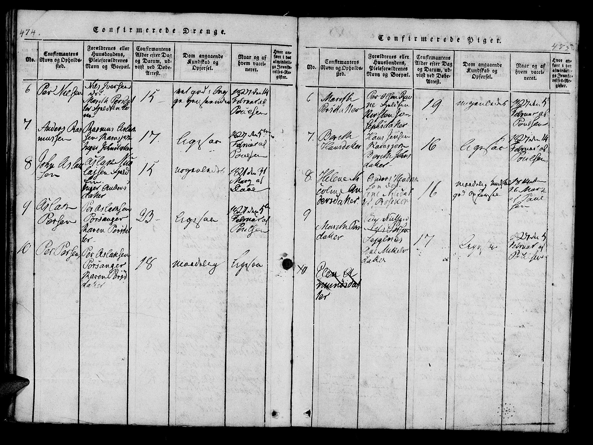 Kistrand/Porsanger sokneprestembete, AV/SATØ-S-1351/H/Ha/L0010.kirke: Parish register (official) no. 10, 1821-1842, p. 474-475