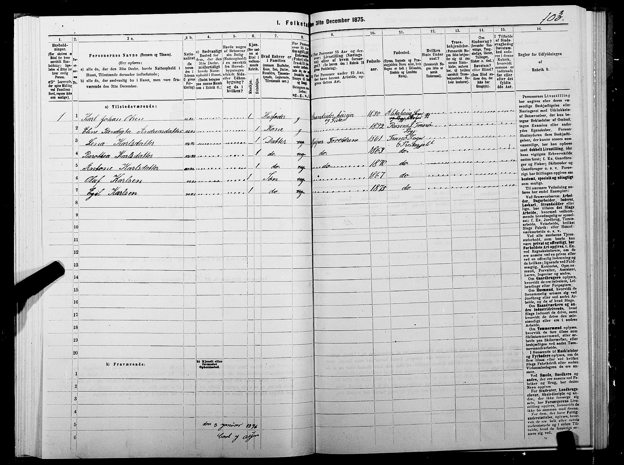 SATØ, 1875 census for 1927P Tranøy, 1875, p. 2103