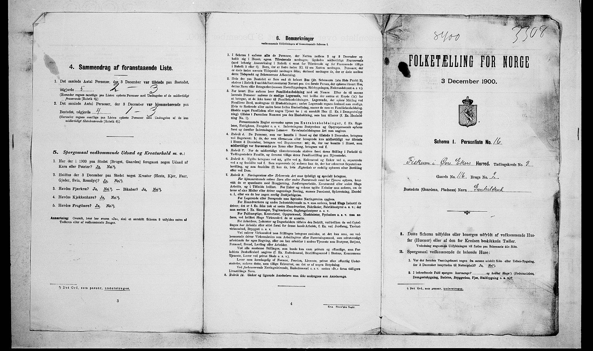 RA, 1900 census for Øvre Eiker, 1900, p. 60