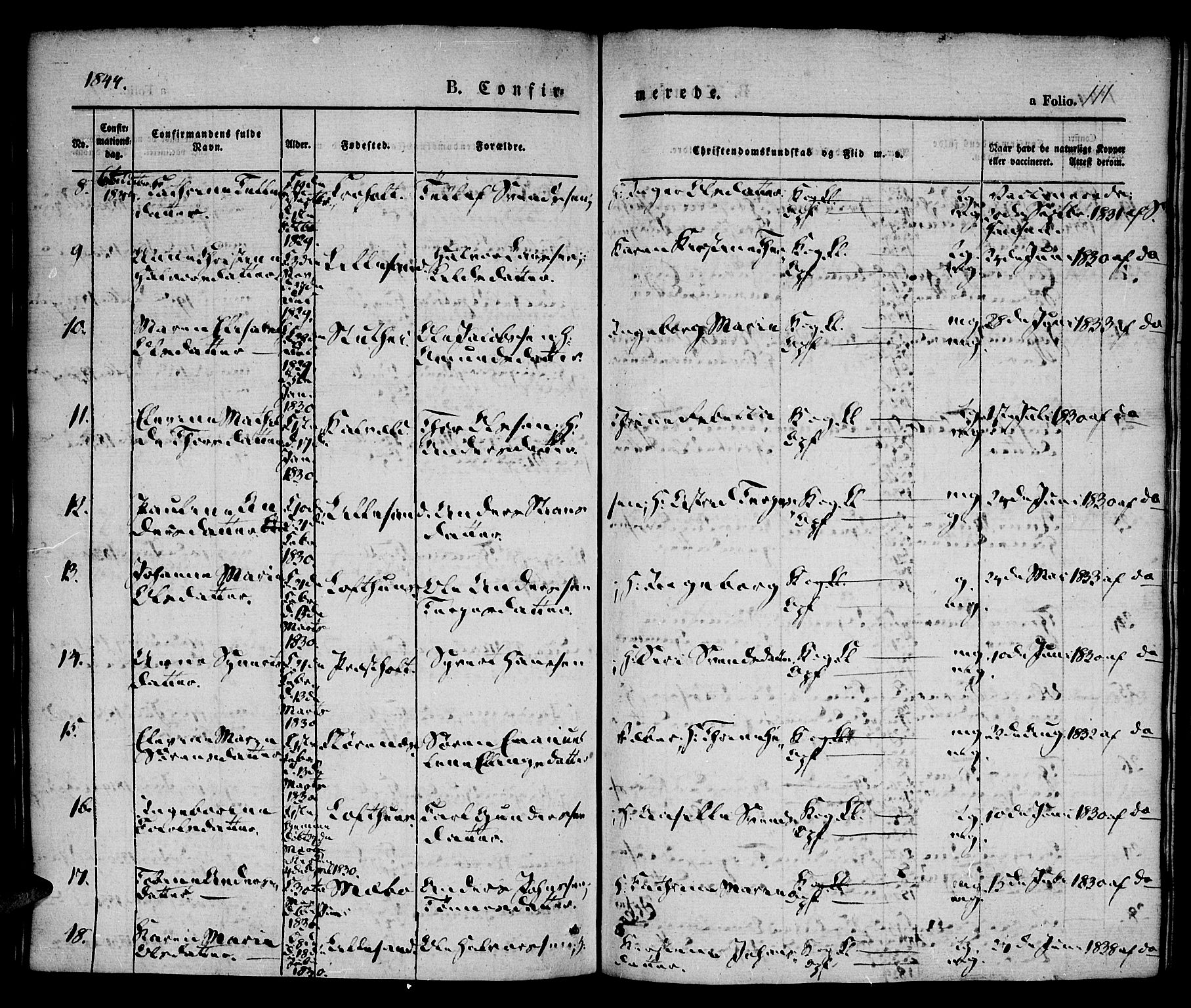 Vestre Moland sokneprestkontor, AV/SAK-1111-0046/F/Fa/Fab/L0005: Parish register (official) no. A 5, 1841-1849, p. 111