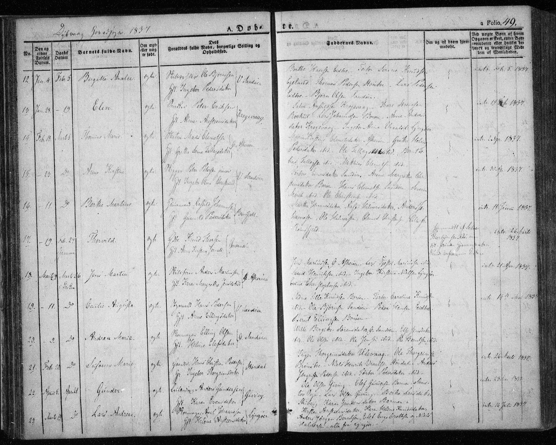 Dypvåg sokneprestkontor, SAK/1111-0007/F/Fa/Faa/L0004: Parish register (official) no. A 4, 1824-1840, p. 49
