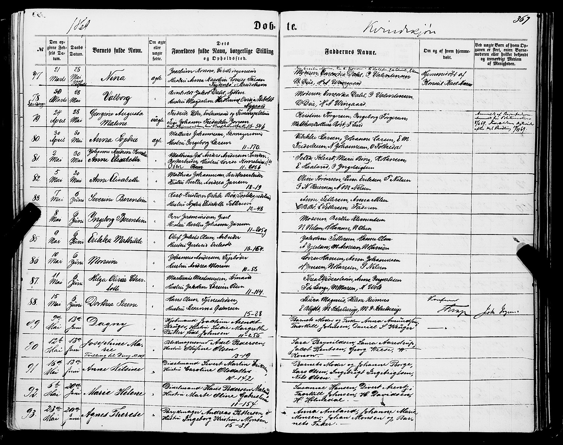 Domkirken sokneprestembete, SAB/A-74801/H/Haa/L0021: Parish register (official) no. B 4, 1859-1871, p. 367