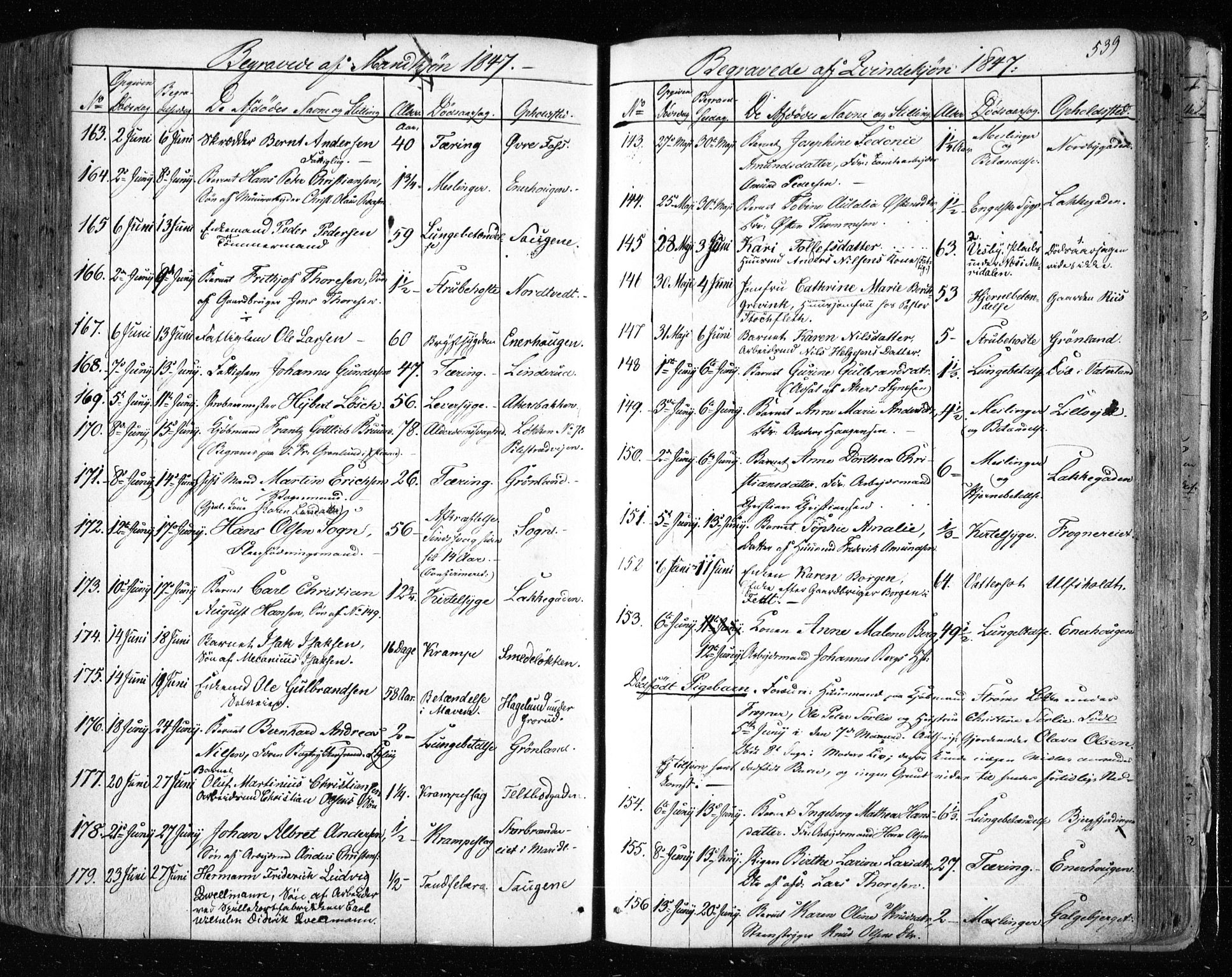 Aker prestekontor kirkebøker, SAO/A-10861/F/L0019: Parish register (official) no. 19, 1842-1852, p. 539