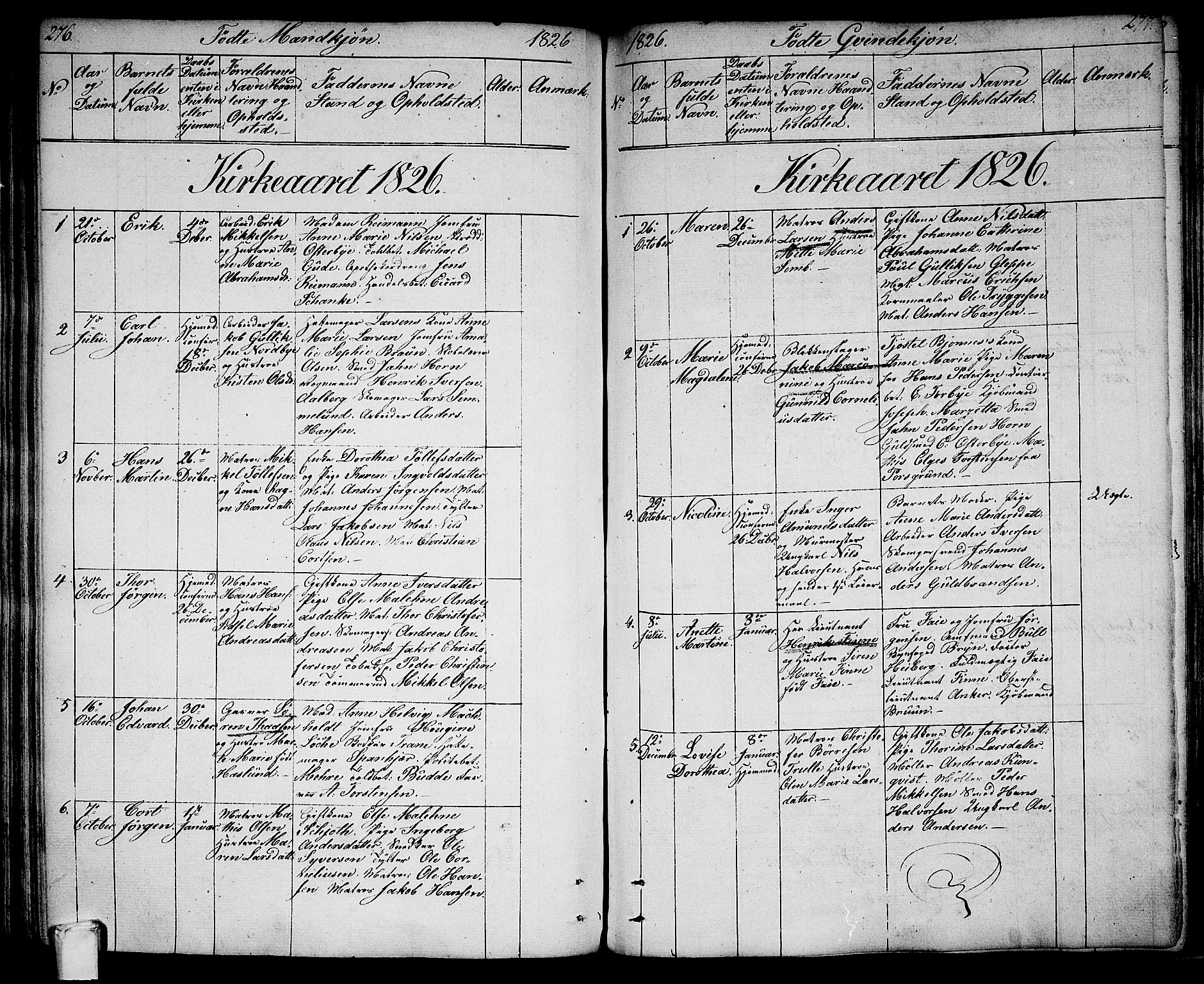 Larvik kirkebøker, AV/SAKO-A-352/G/Ga/L0002: Parish register (copy) no. I 2, 1807-1830, p. 276-277