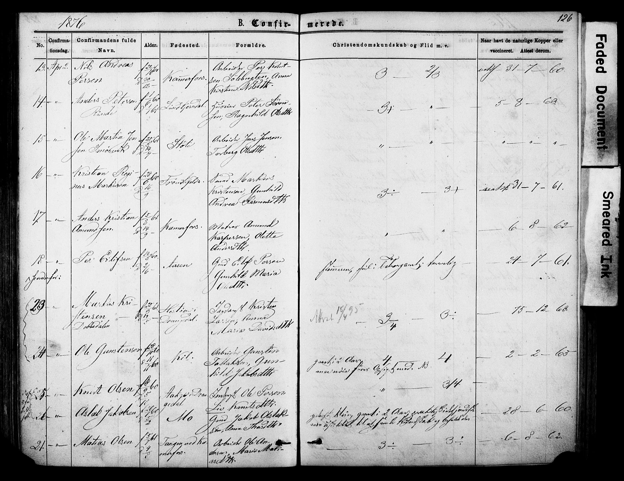 Sannidal kirkebøker, SAKO/A-296/F/Fa/L0014: Parish register (official) no. 14, 1874-1883, p. 126