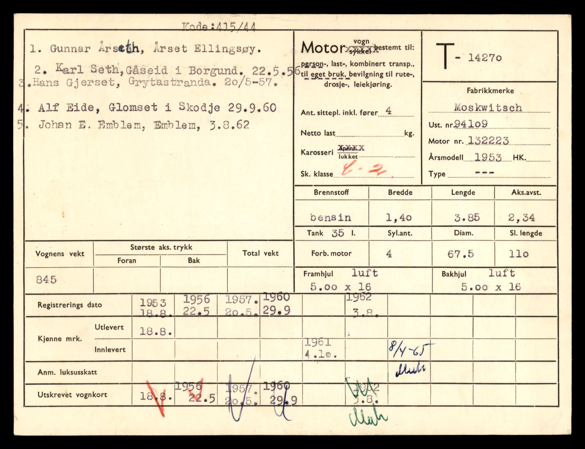 Møre og Romsdal vegkontor - Ålesund trafikkstasjon, AV/SAT-A-4099/F/Fe/L0044: Registreringskort for kjøretøy T 14205 - T 14319, 1927-1998, p. 1930