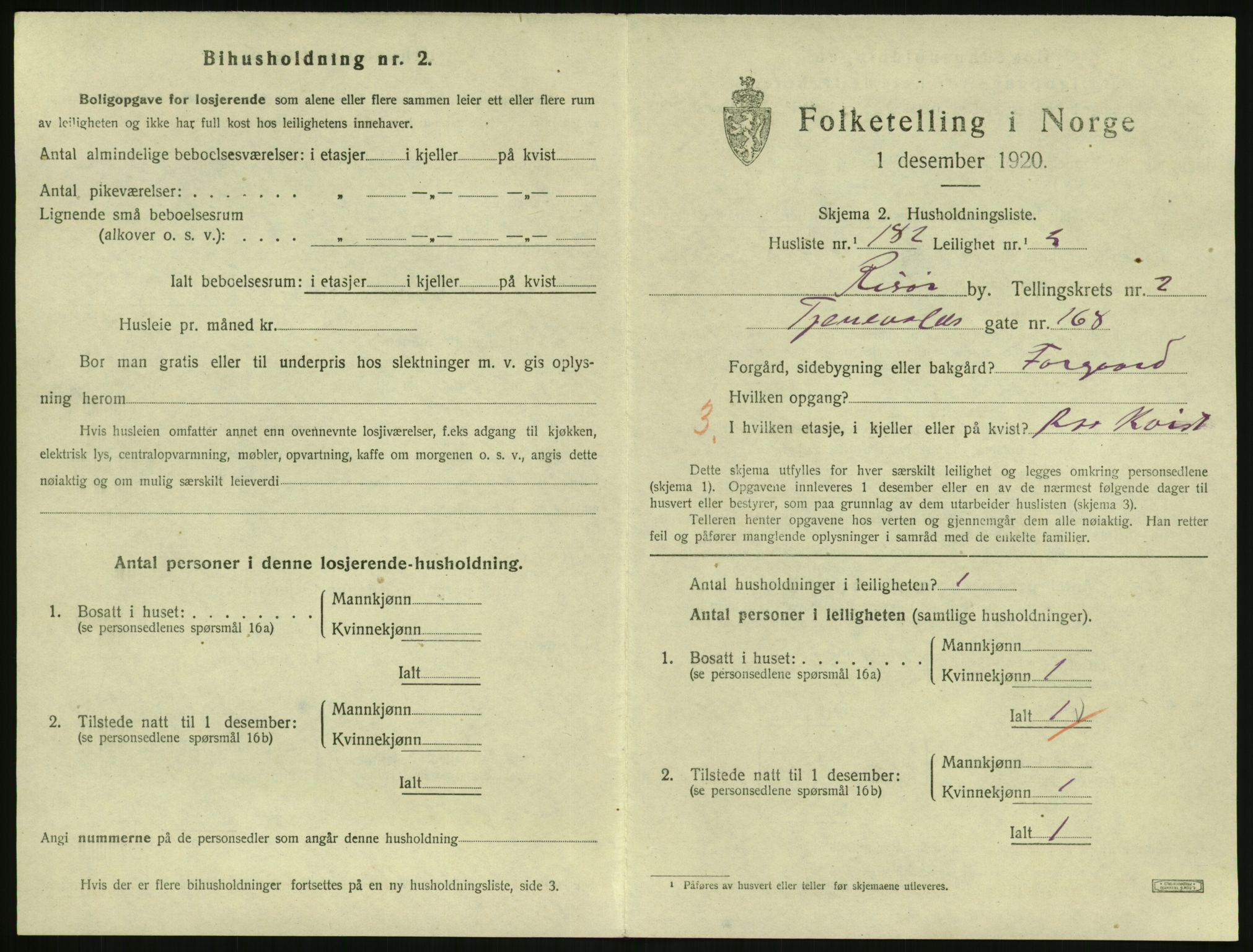 SAK, 1920 census for Risør, 1920, p. 2469