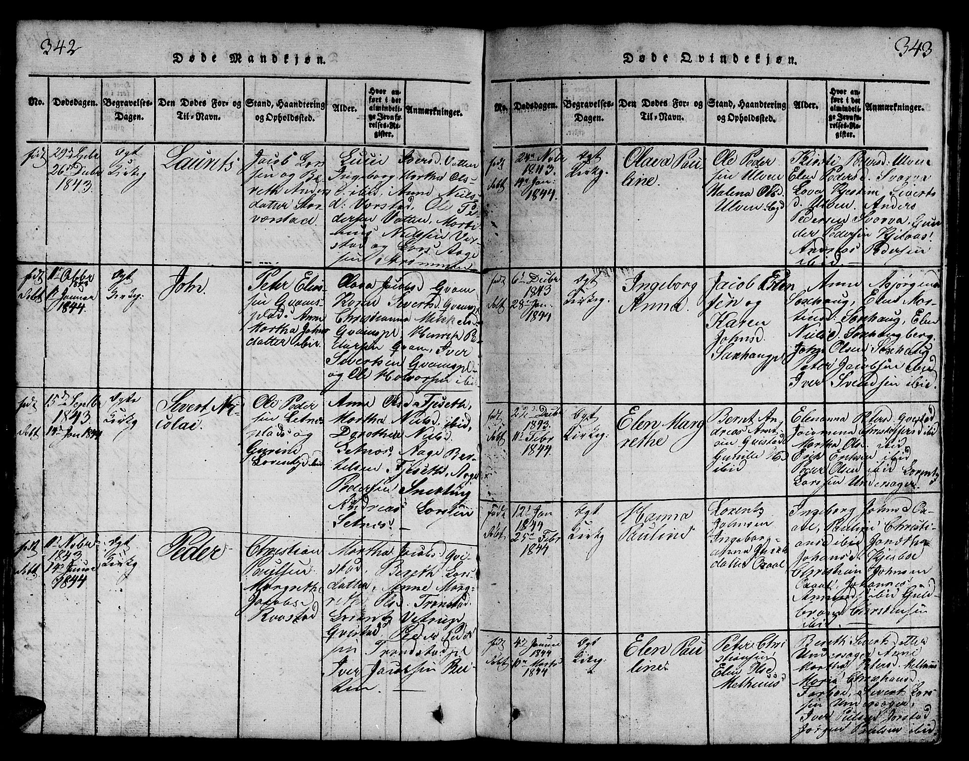 Ministerialprotokoller, klokkerbøker og fødselsregistre - Nord-Trøndelag, SAT/A-1458/730/L0298: Parish register (copy) no. 730C01, 1816-1849, p. 342-343