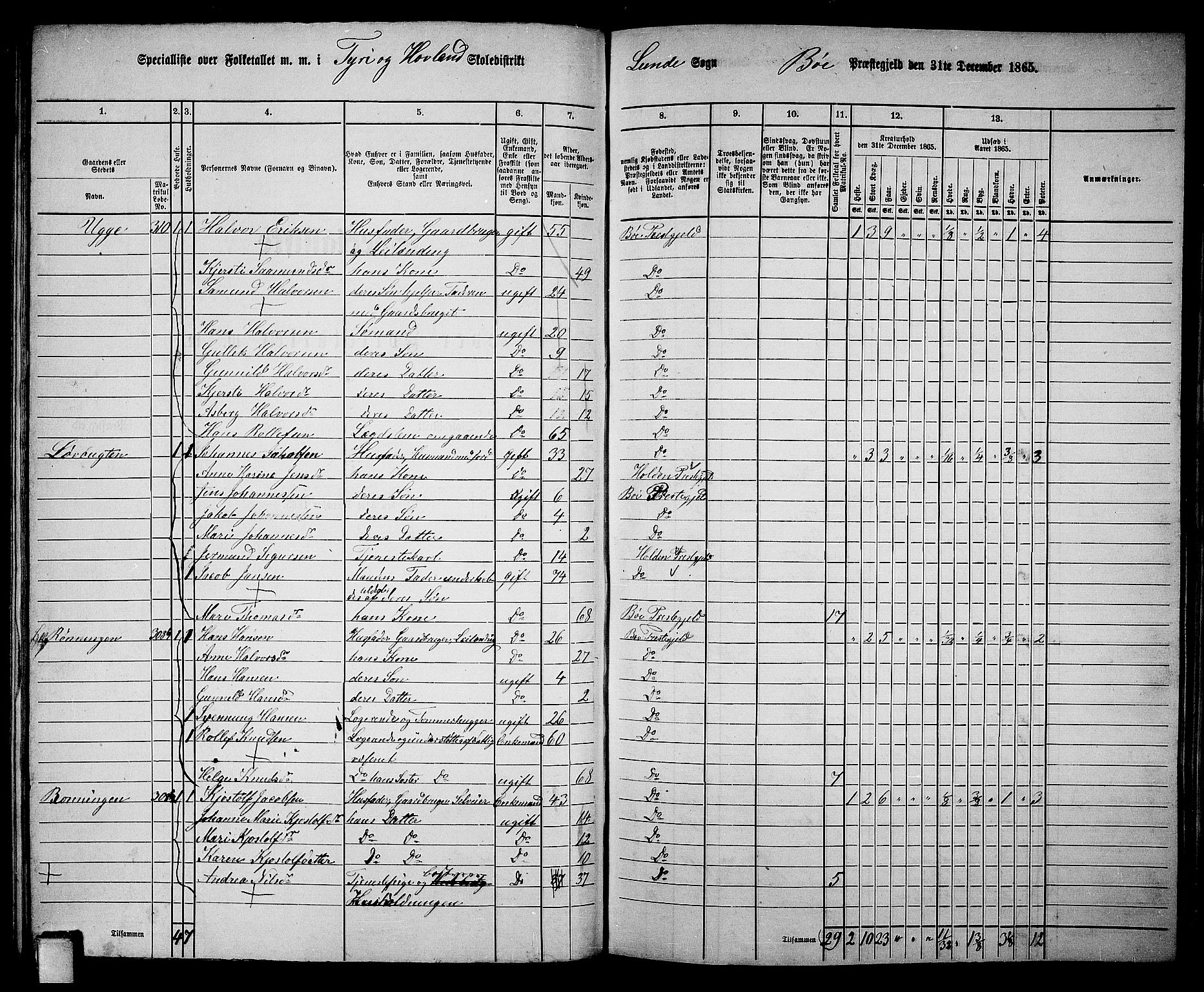 RA, 1865 census for Bø, 1865, p. 77