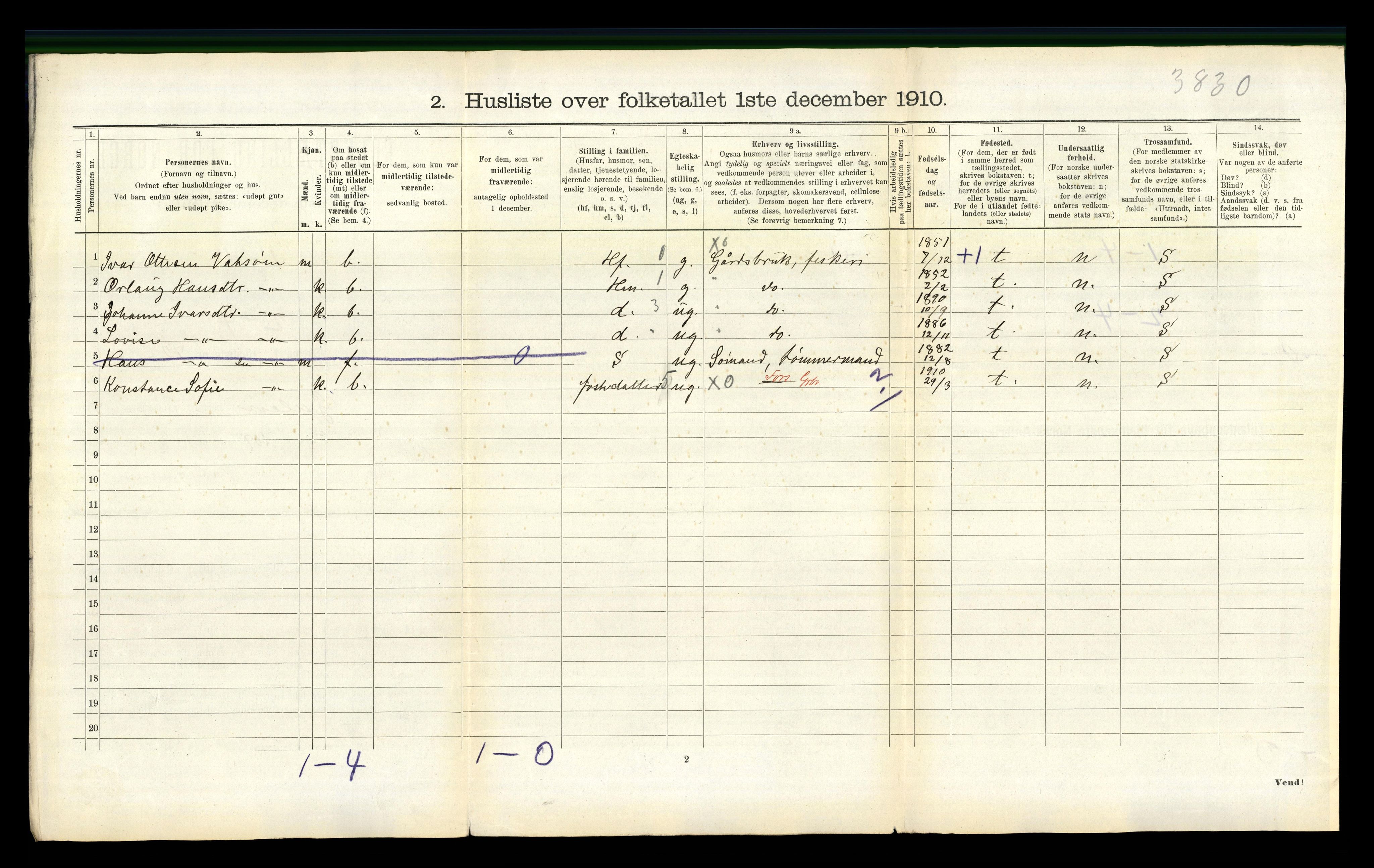 RA, 1910 census for Gulen, 1910, p. 811