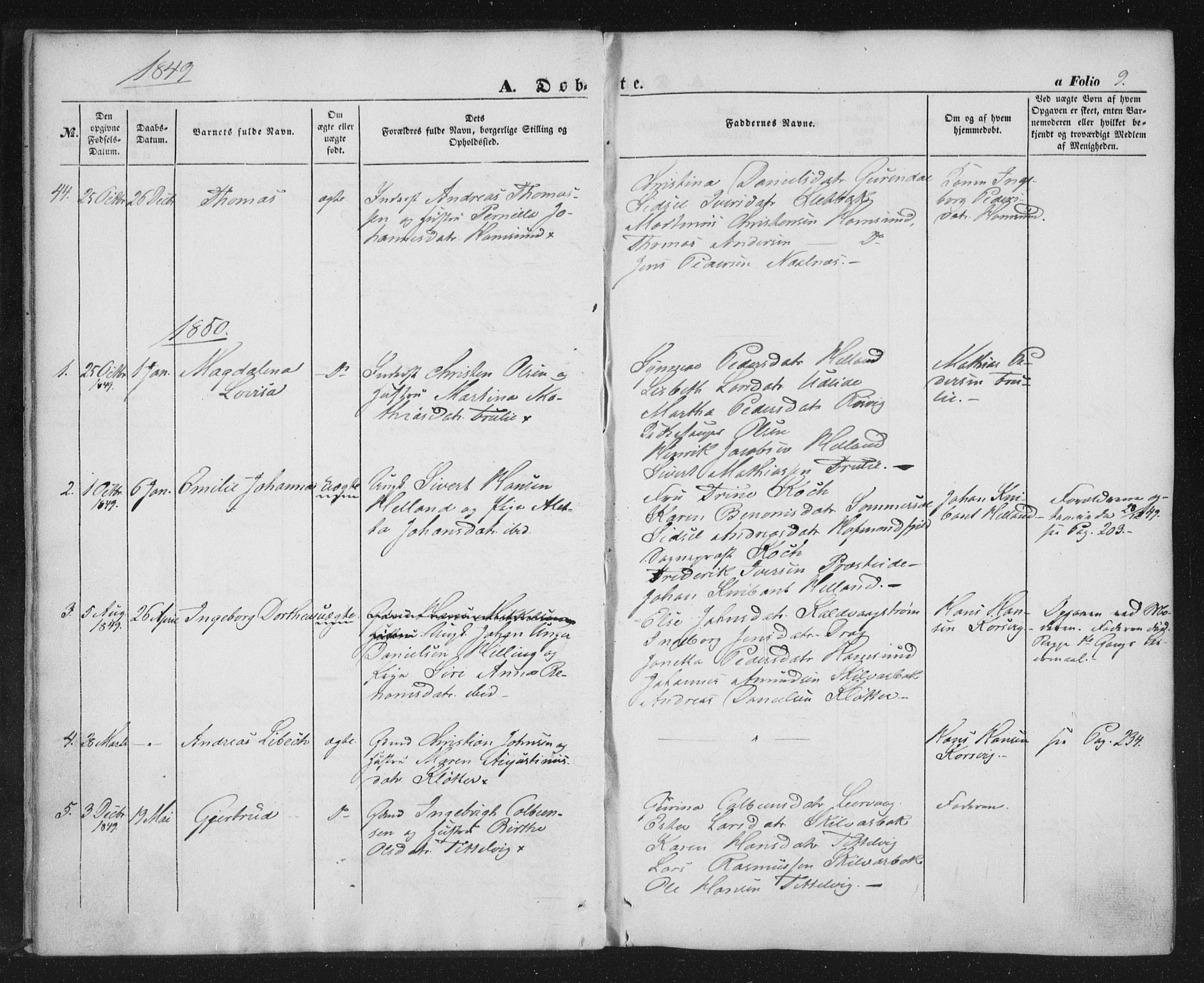 Ministerialprotokoller, klokkerbøker og fødselsregistre - Nordland, AV/SAT-A-1459/859/L0844: Parish register (official) no. 859A04, 1849-1862, p. 9