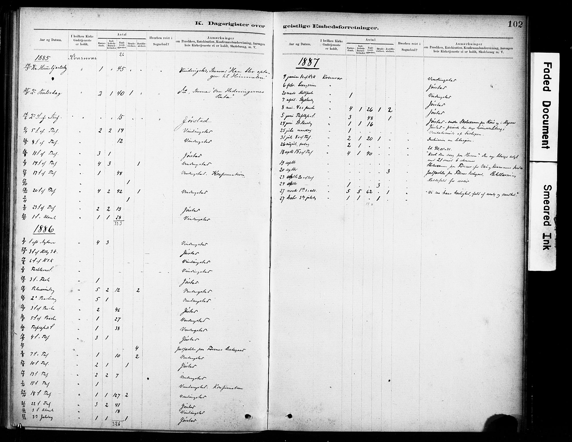 Ministerialprotokoller, klokkerbøker og fødselsregistre - Sør-Trøndelag, AV/SAT-A-1456/635/L0551: Parish register (official) no. 635A01, 1882-1899, p. 102