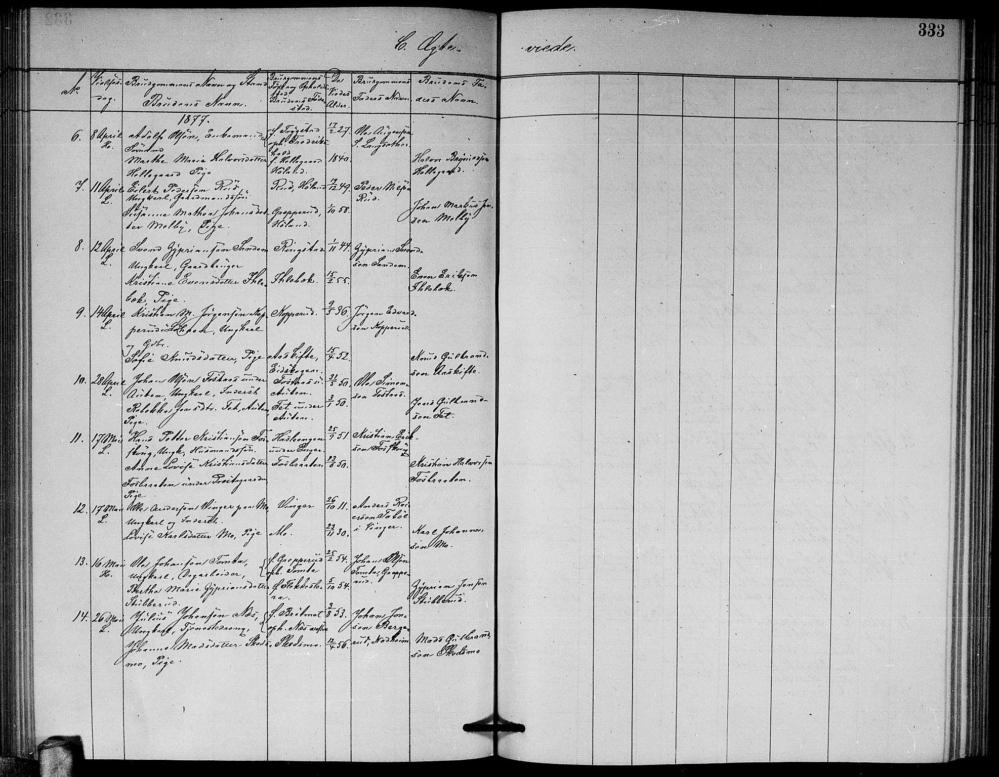 Høland prestekontor Kirkebøker, AV/SAO-A-10346a/G/Ga/L0006: Parish register (copy) no. I 6, 1869-1879, p. 333