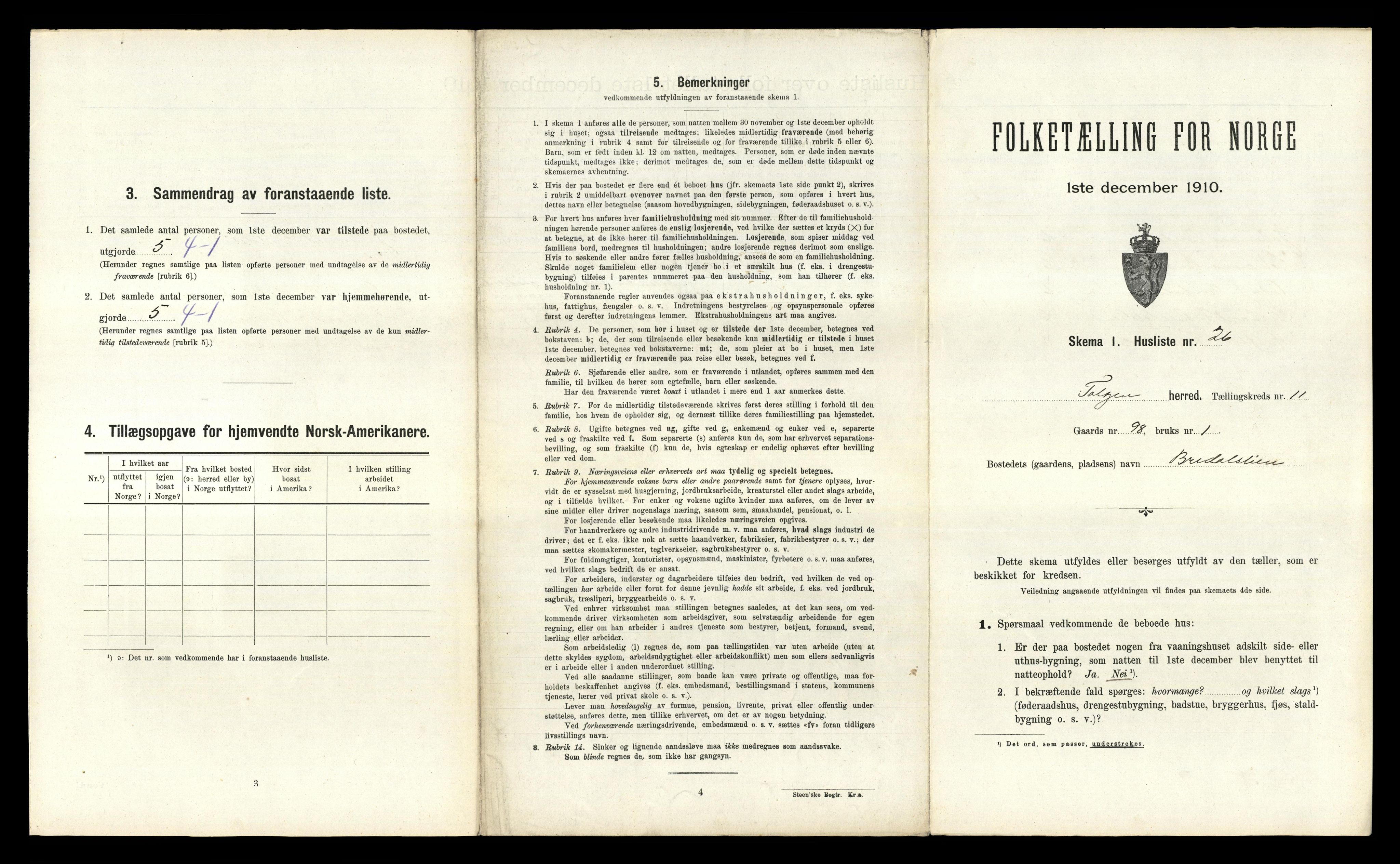 RA, 1910 census for Tolga, 1910, p. 774