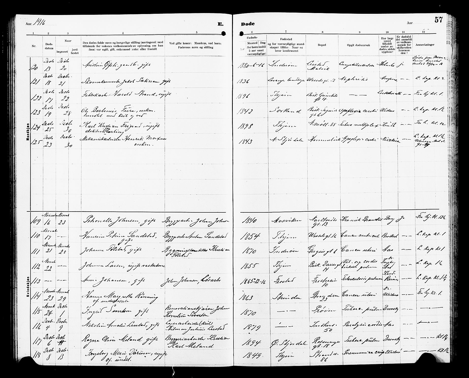 Ministerialprotokoller, klokkerbøker og fødselsregistre - Sør-Trøndelag, AV/SAT-A-1456/605/L0257: Parish register (copy) no. 605C04, 1916-1922, p. 57