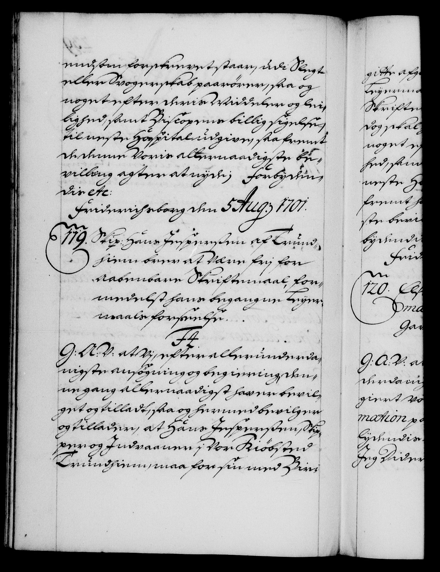 Danske Kanselli 1572-1799, AV/RA-EA-3023/F/Fc/Fca/Fcaa/L0018: Norske registre, 1699-1703, p. 239b