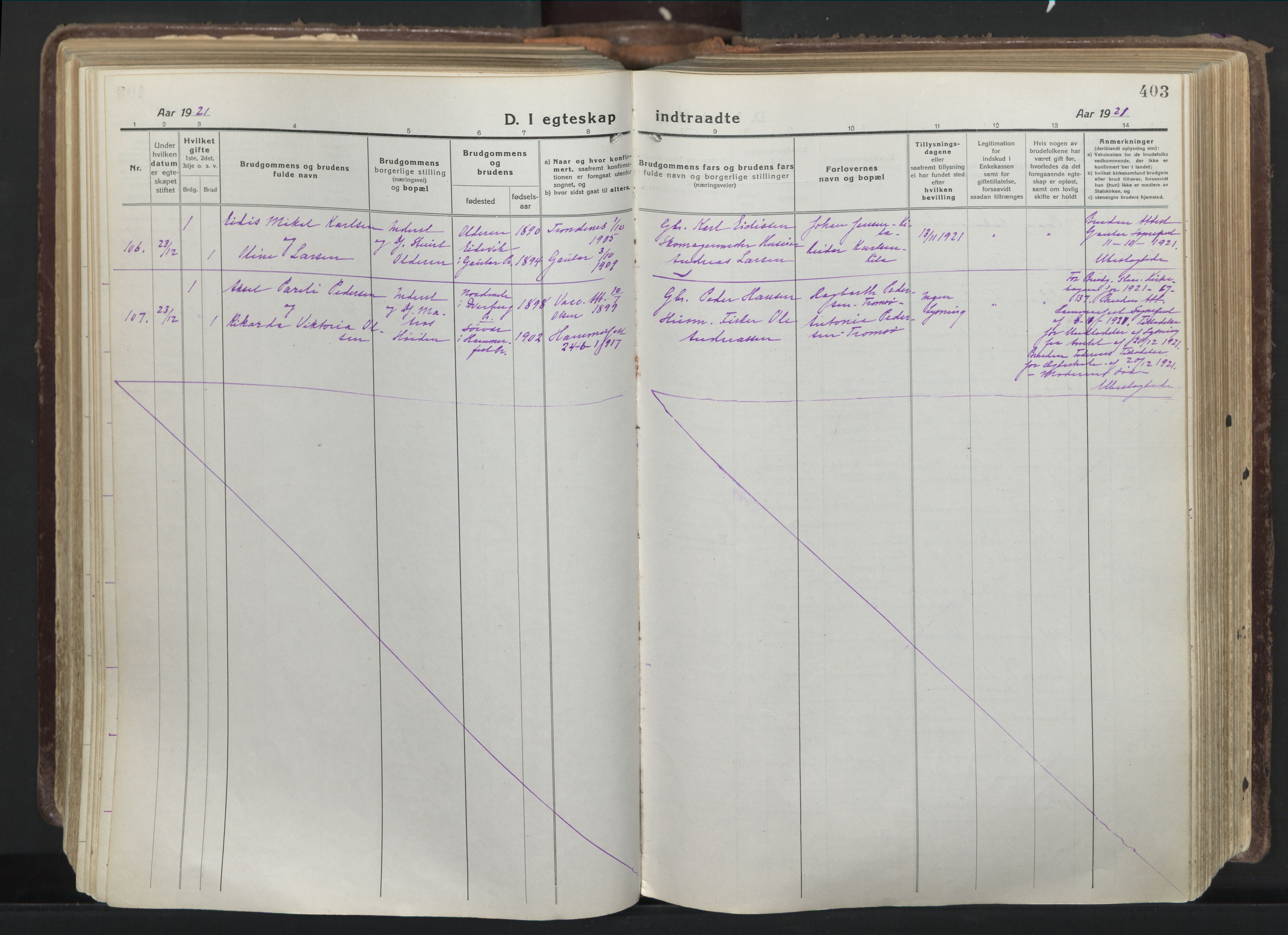 Trondenes sokneprestkontor, SATØ/S-1319/H/Ha/L0019kirke: Parish register (official) no. 19, 1919-1928, p. 403