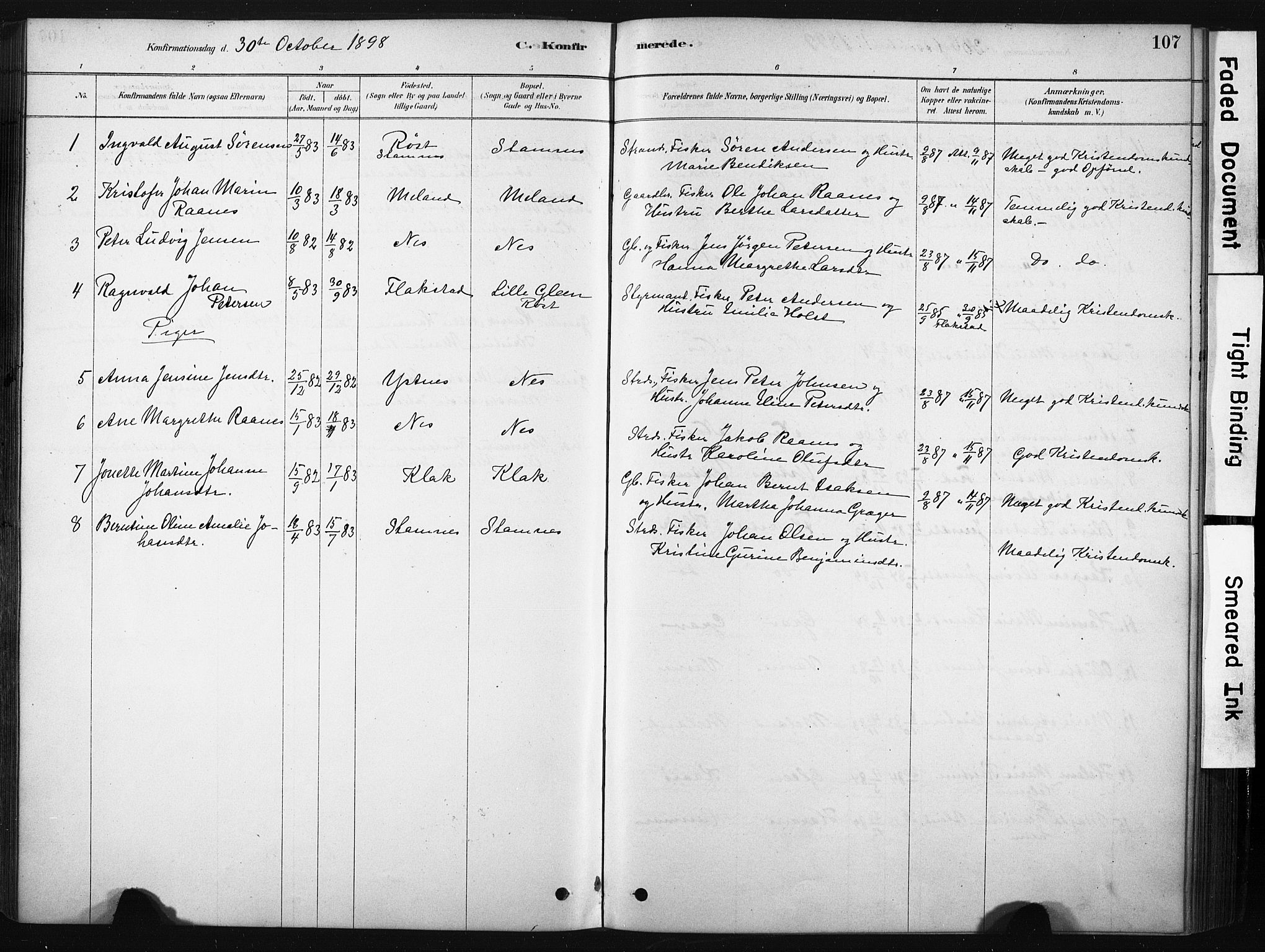 Ministerialprotokoller, klokkerbøker og fødselsregistre - Nordland, AV/SAT-A-1459/808/L0128: Parish register (official) no. 808A01, 1880-1902, p. 107