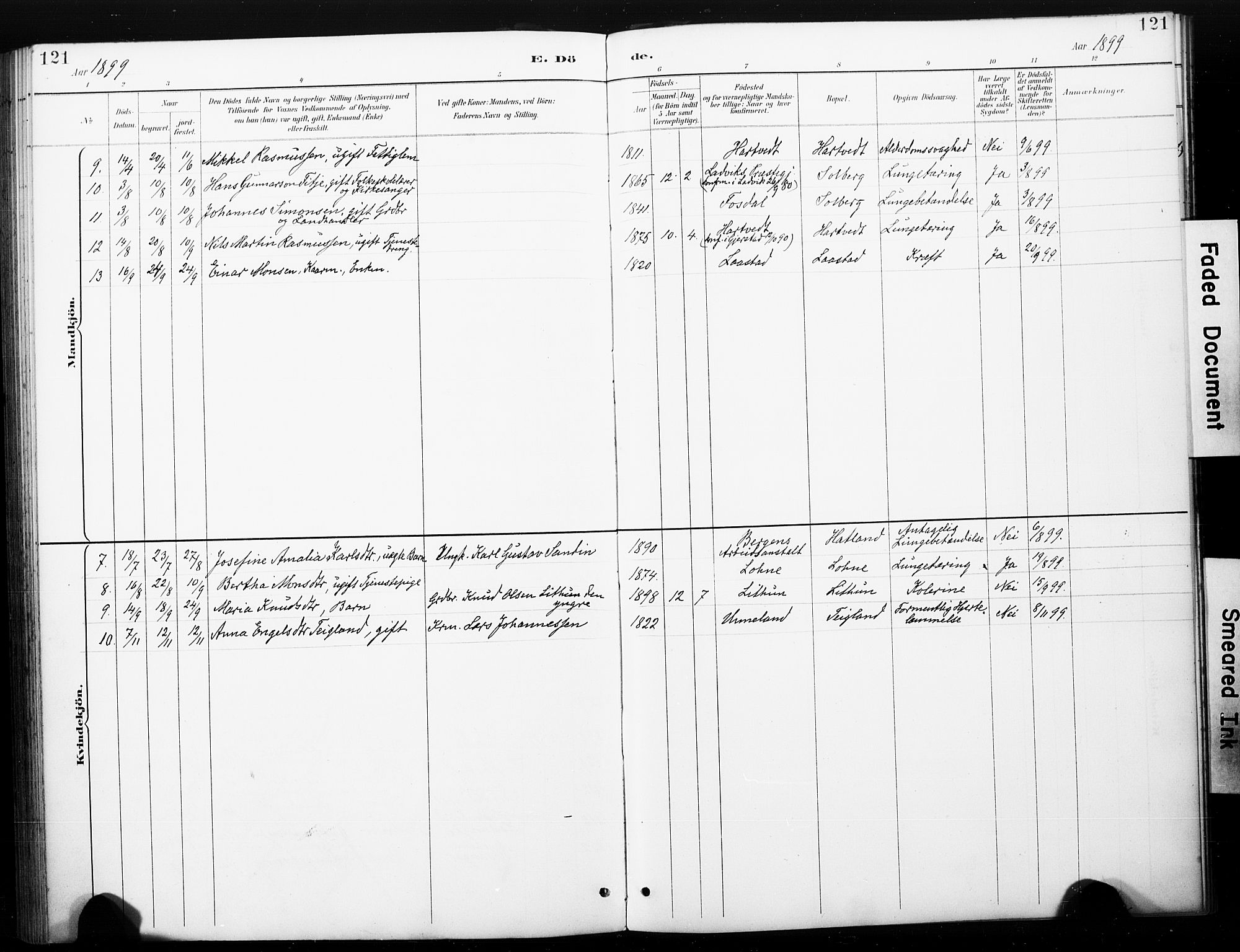 Haus sokneprestembete, SAB/A-75601/H/Haa: Parish register (official) no. C 1, 1887-1899, p. 121