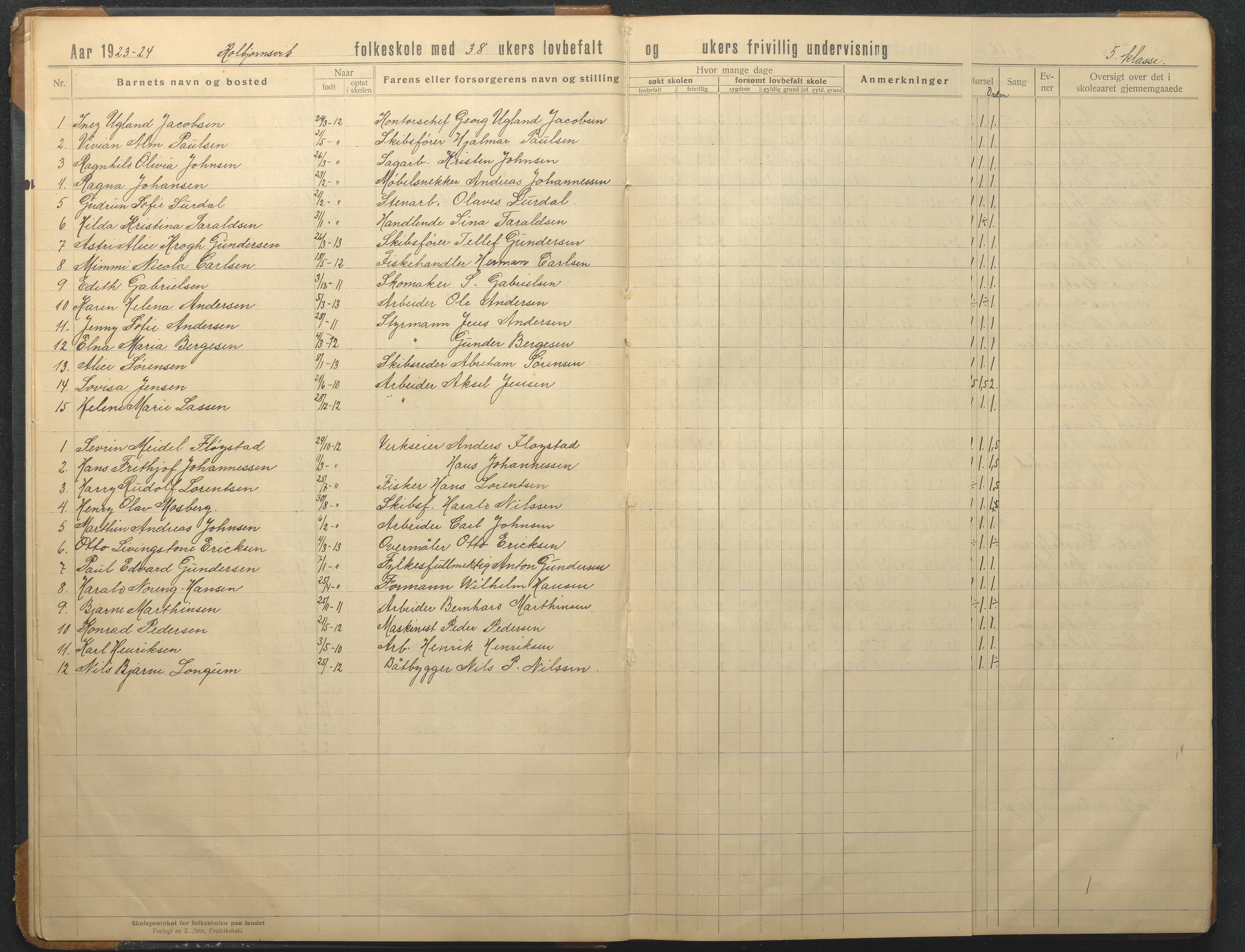 Hisøy kommune frem til 1991, AAKS/KA0922-PK/32/L0021: Skoleprotokoll, 1923-1954