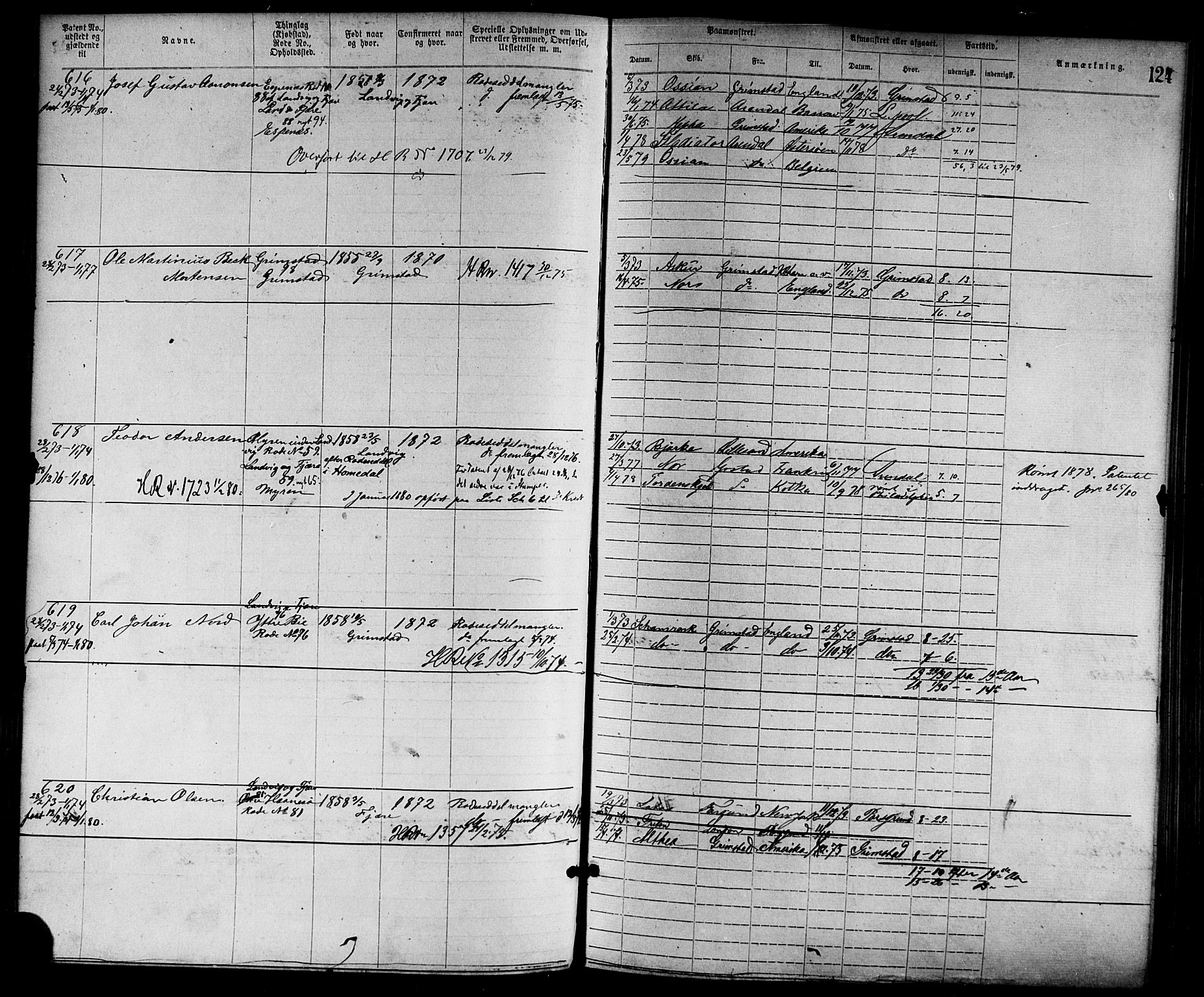 Grimstad mønstringskrets, SAK/2031-0013/F/Fa/L0001: Annotasjonsrulle nr 1-1920 med register, F-1, 1870-1892, p. 146