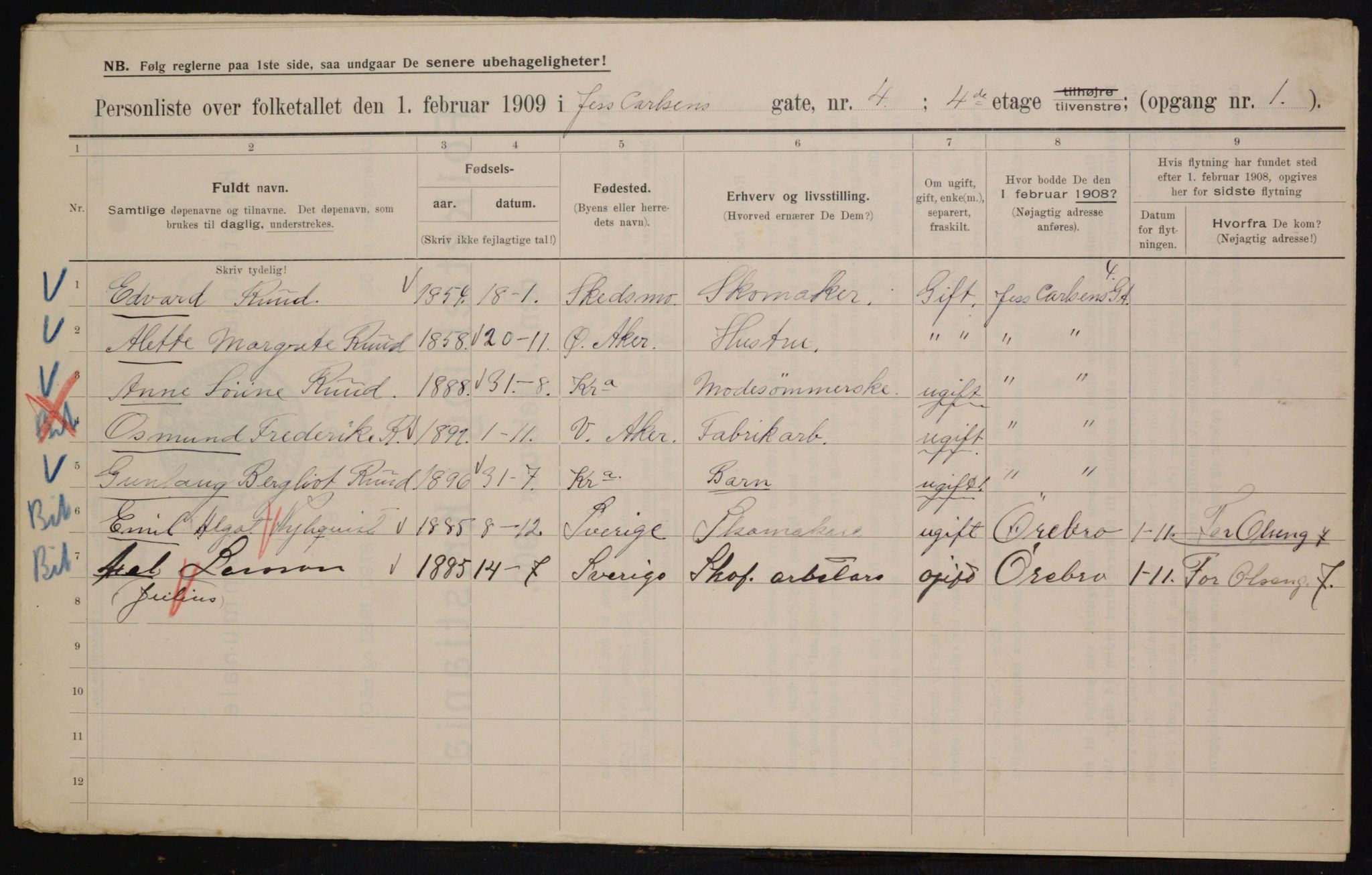 OBA, Municipal Census 1909 for Kristiania, 1909, p. 42914