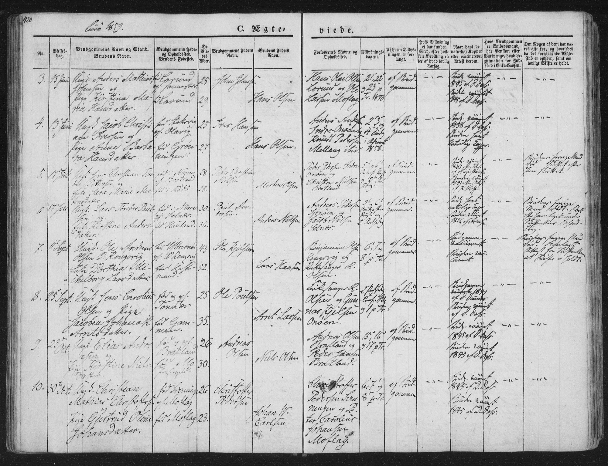 Ministerialprotokoller, klokkerbøker og fødselsregistre - Nordland, AV/SAT-A-1459/839/L0566: Parish register (official) no. 839A03, 1825-1862, p. 420