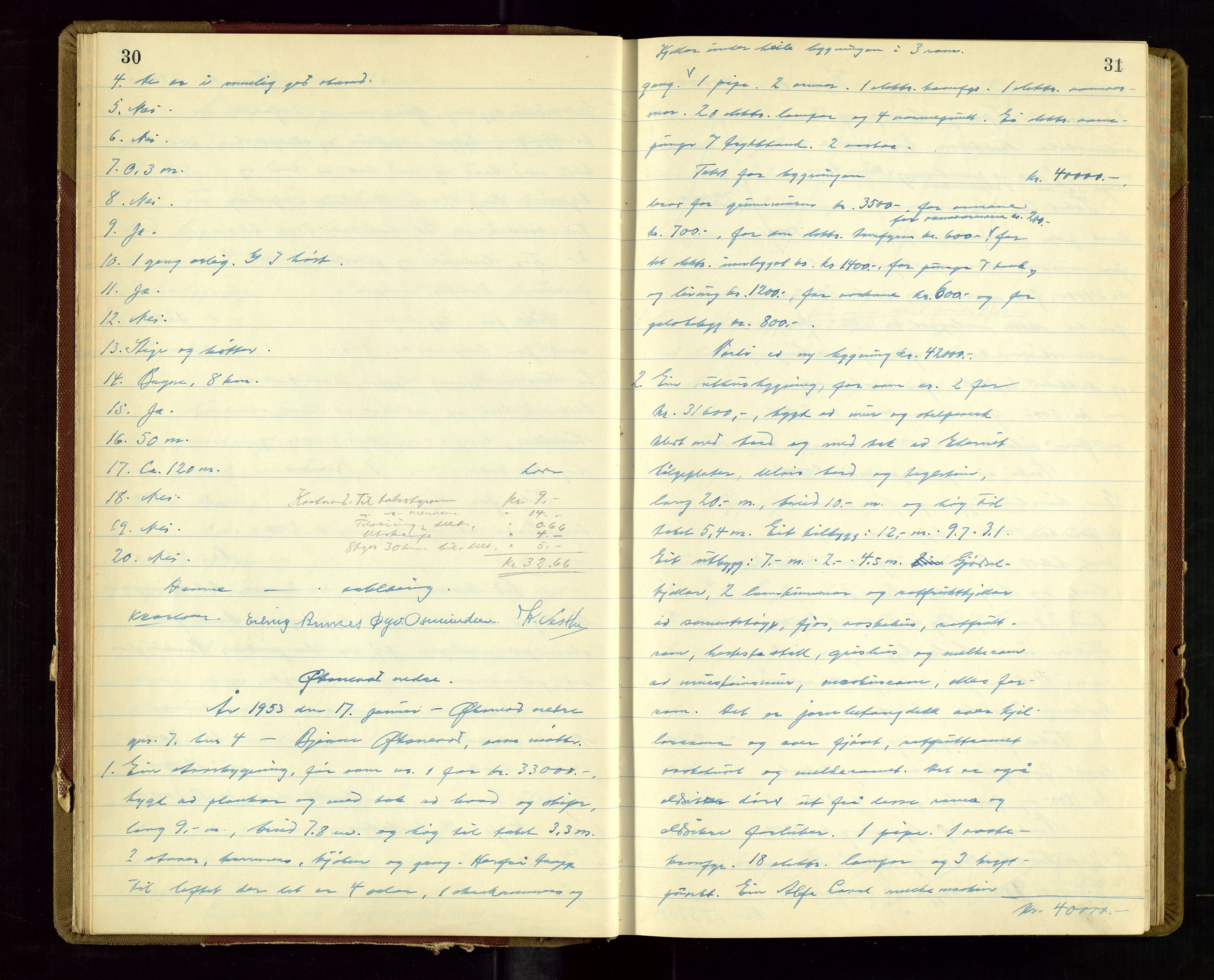 Klepp lensmannskontor, AV/SAST-A-100163/Gob/L0009: "Branntakstprotokoll", 1952-1955, p. 30-31