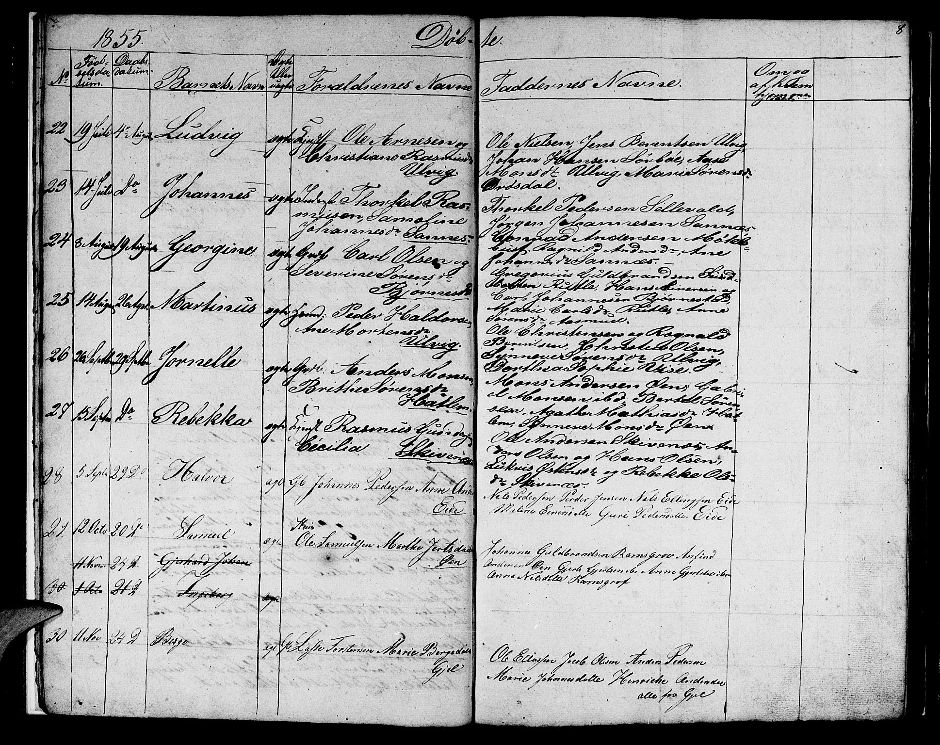 Hyllestad sokneprestembete, AV/SAB-A-80401: Parish register (copy) no. C 1, 1853-1873, p. 8