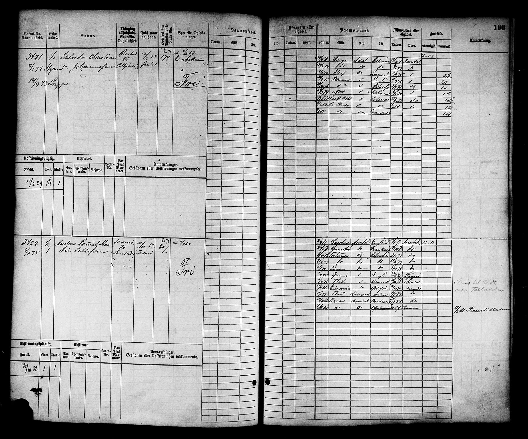 Arendal mønstringskrets, AV/SAK-2031-0012/F/Fb/L0014: Hovedrulle nr 3045-3806, S-12, 1868-1900, p. 195