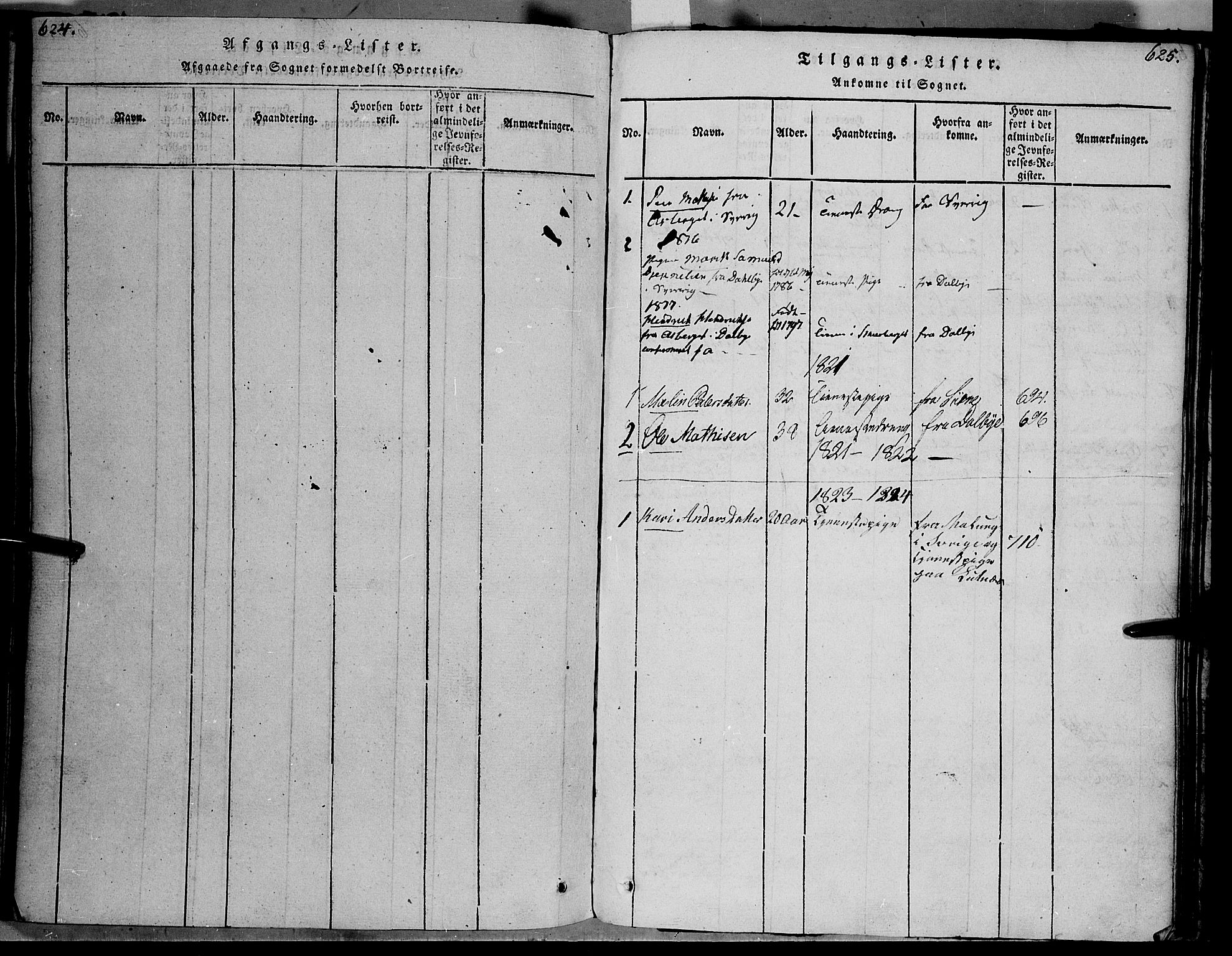 Trysil prestekontor, SAH/PREST-046/H/Ha/Haa/L0003: Parish register (official) no. 3 /1, 1814-1841, p. 624-625