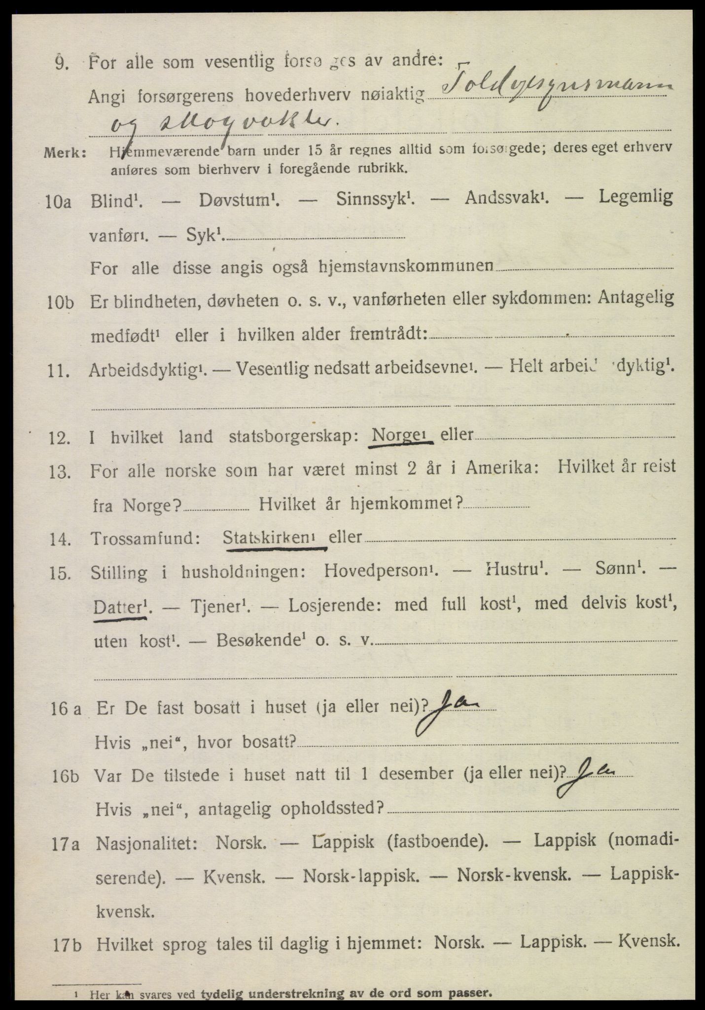 SAT, 1920 census for Nordli, 1920, p. 1806
