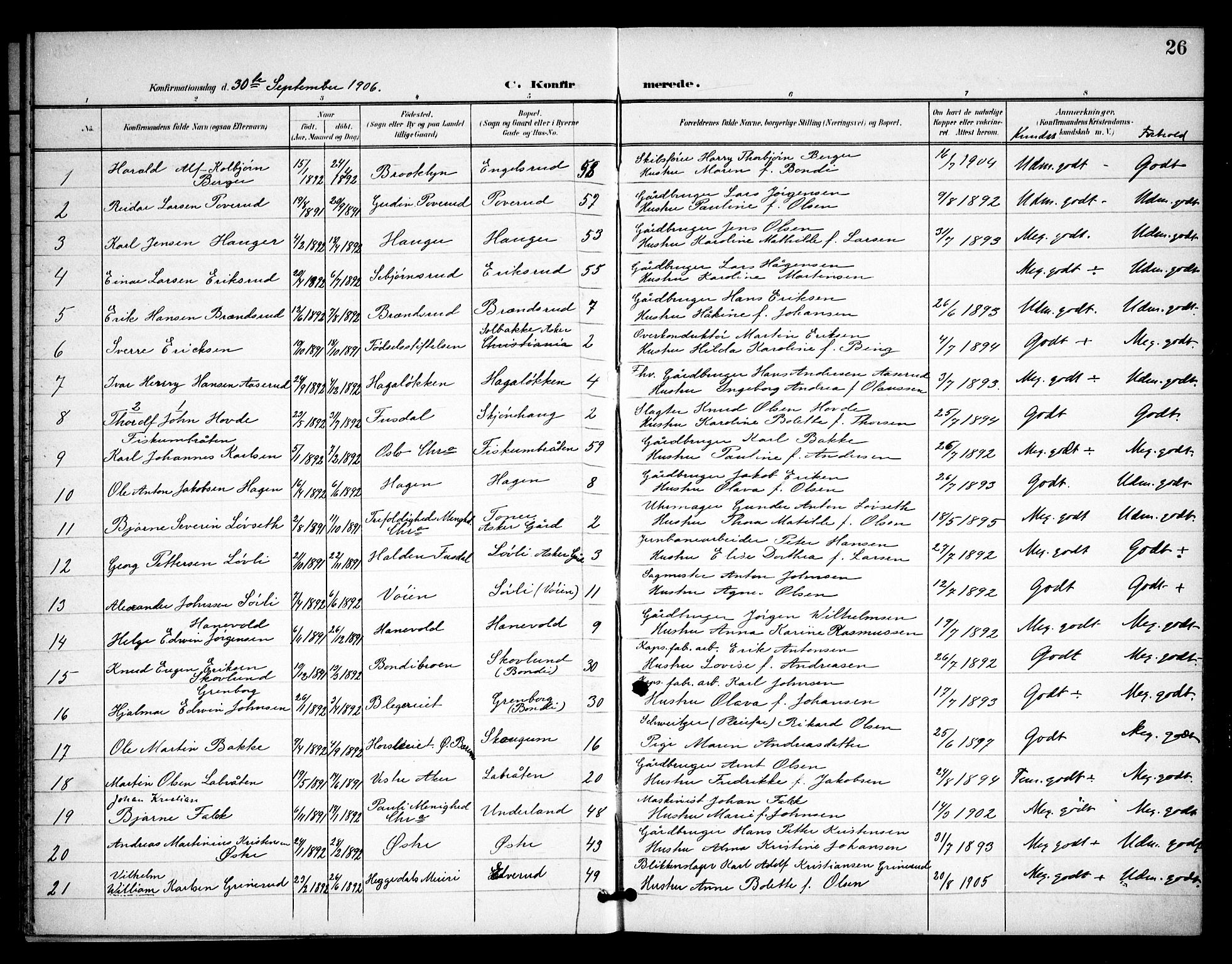 Asker prestekontor Kirkebøker, SAO/A-10256a/F/Fa/L0016: Parish register (official) no. I 16, 1900-1917, p. 26