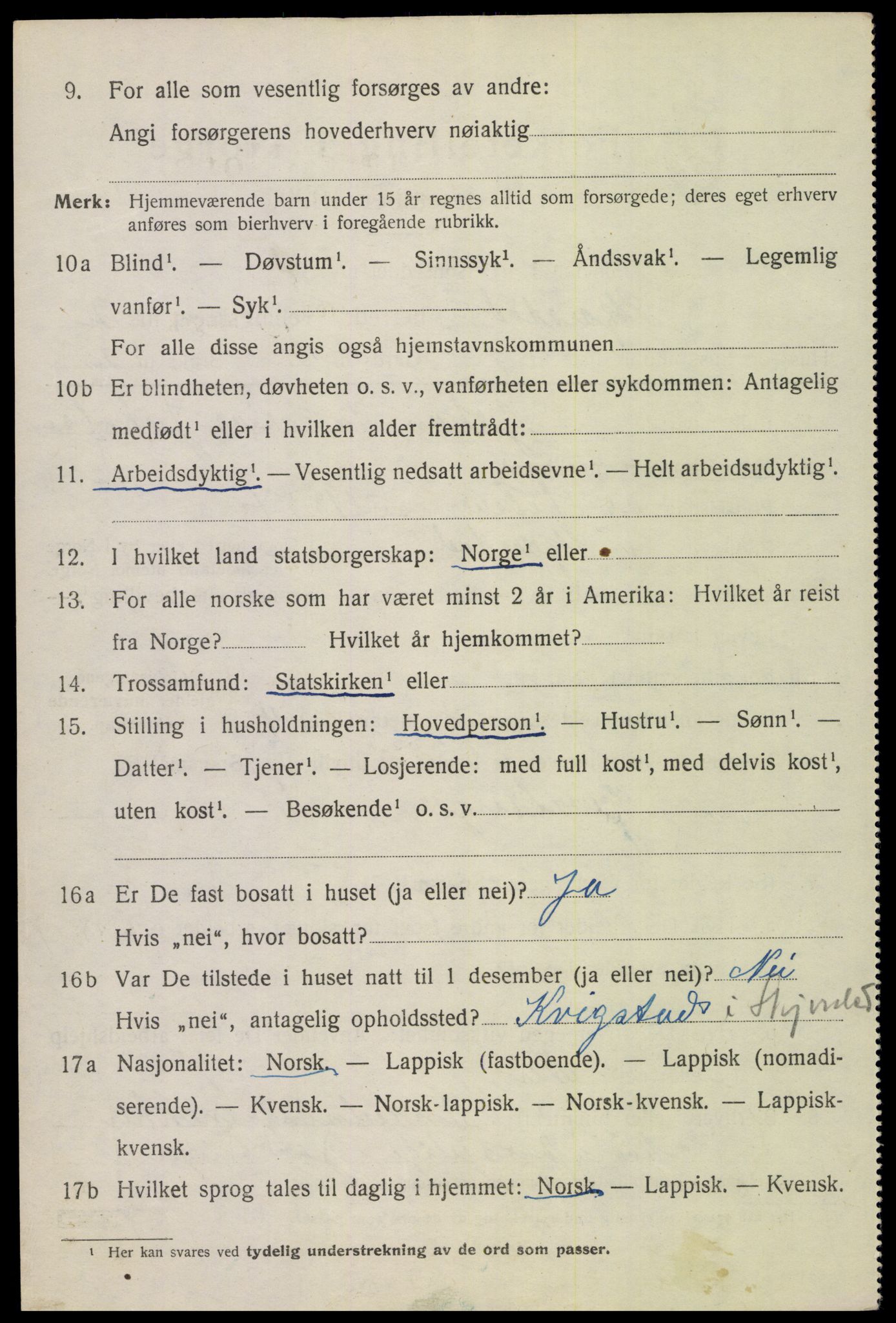 SAT, 1920 census for Skjerstad, 1920, p. 932