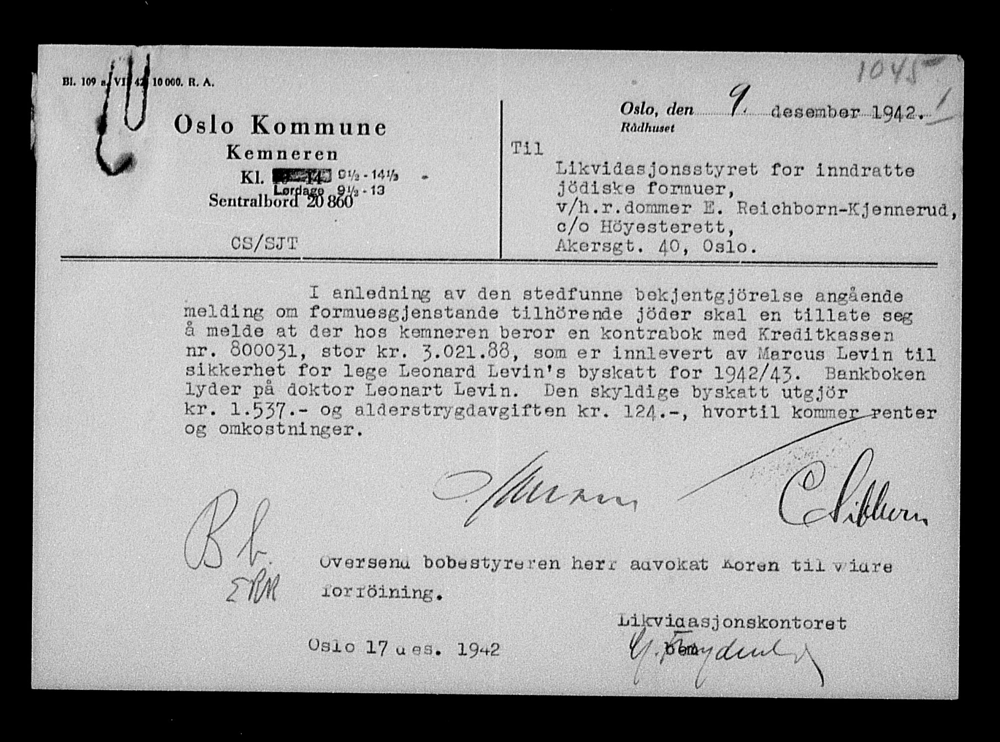 Justisdepartementet, Tilbakeføringskontoret for inndratte formuer, AV/RA-S-1564/H/Hc/Hcc/L0957: --, 1945-1947, p. 315