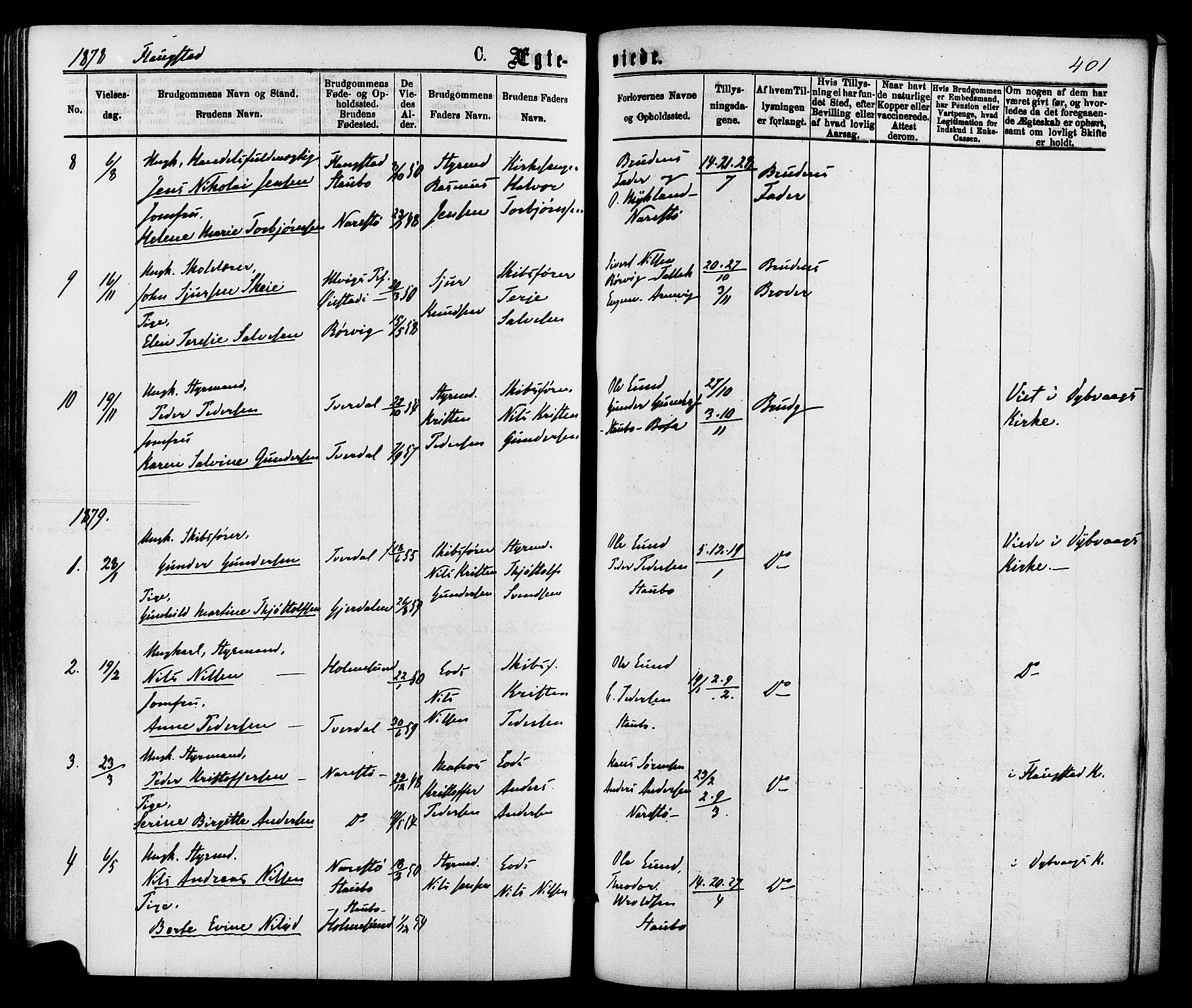 Dypvåg sokneprestkontor, SAK/1111-0007/F/Fa/Faa/L0007: Parish register (official) no. A 7 /2, 1877-1884, p. 401