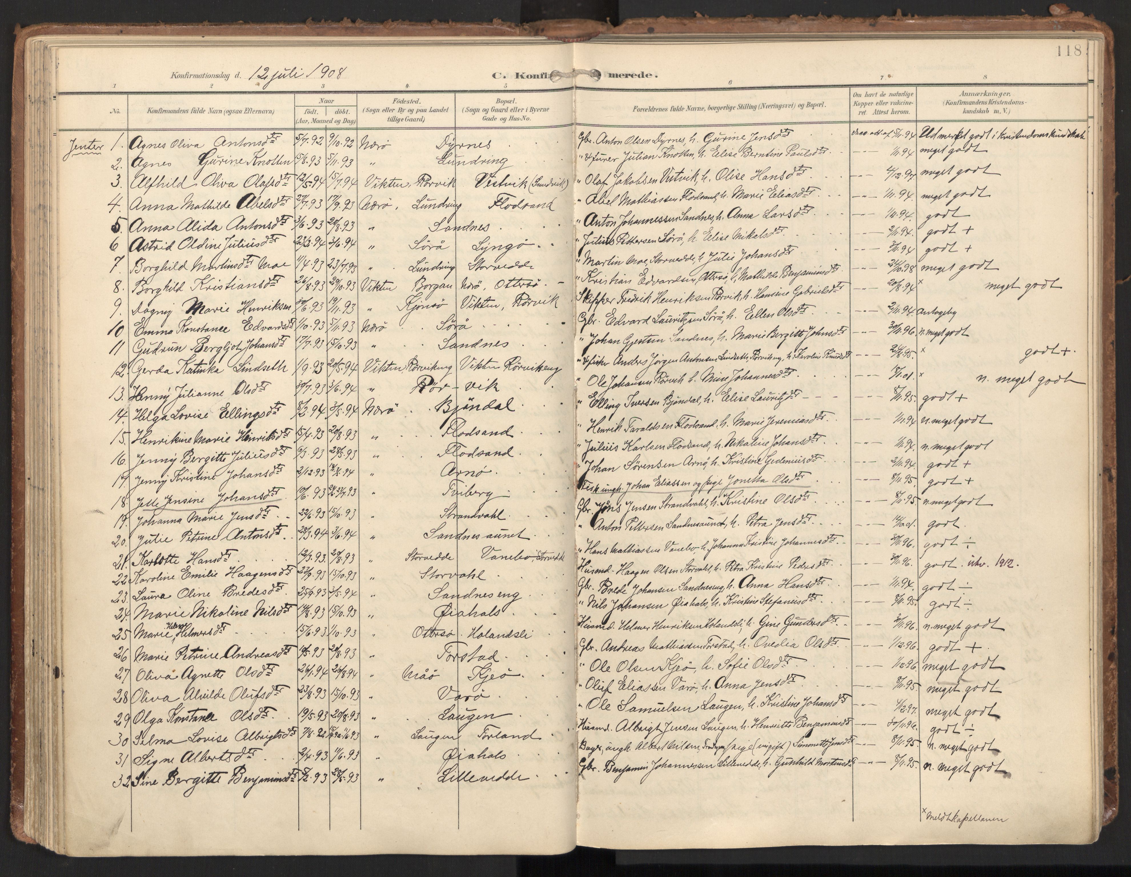 Ministerialprotokoller, klokkerbøker og fødselsregistre - Nord-Trøndelag, SAT/A-1458/784/L0677: Parish register (official) no. 784A12, 1900-1920, p. 118