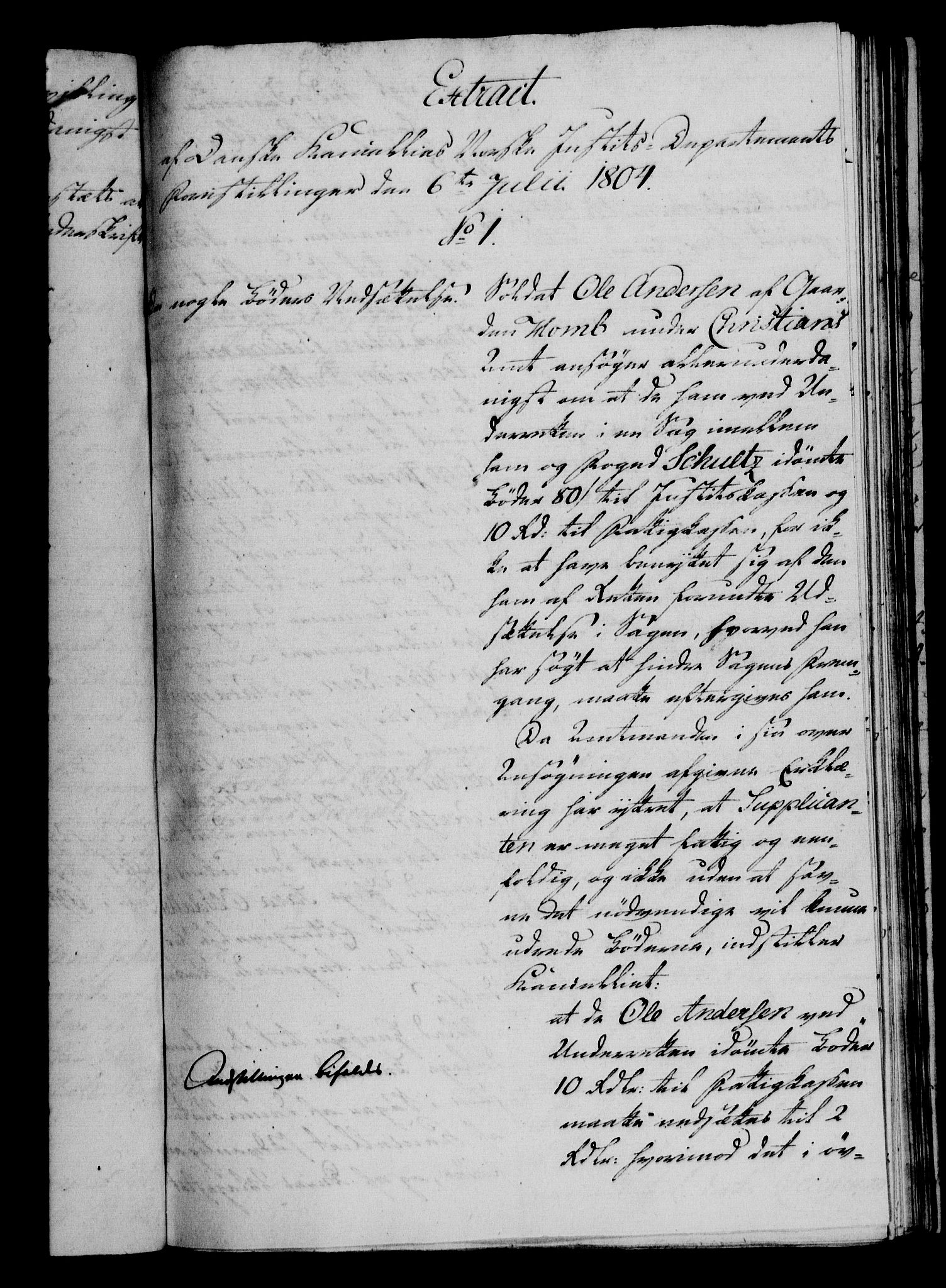 Danske Kanselli 1800-1814, AV/RA-EA-3024/H/Hf/Hfa/Hfaa/L0005: Ekstrakt av forestillinger, 1804