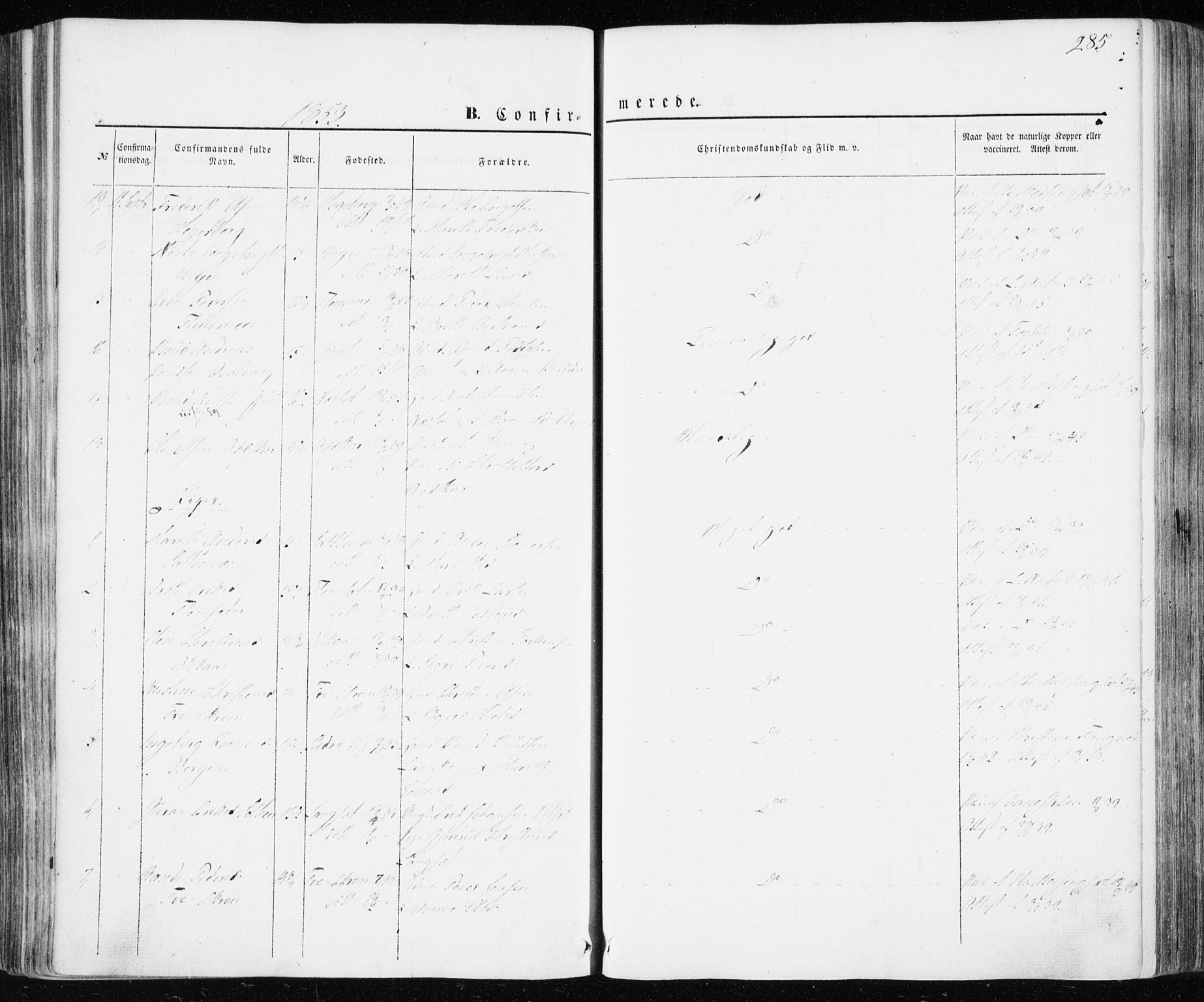 Ministerialprotokoller, klokkerbøker og fødselsregistre - Møre og Romsdal, AV/SAT-A-1454/586/L0984: Parish register (official) no. 586A10, 1844-1856, p. 285