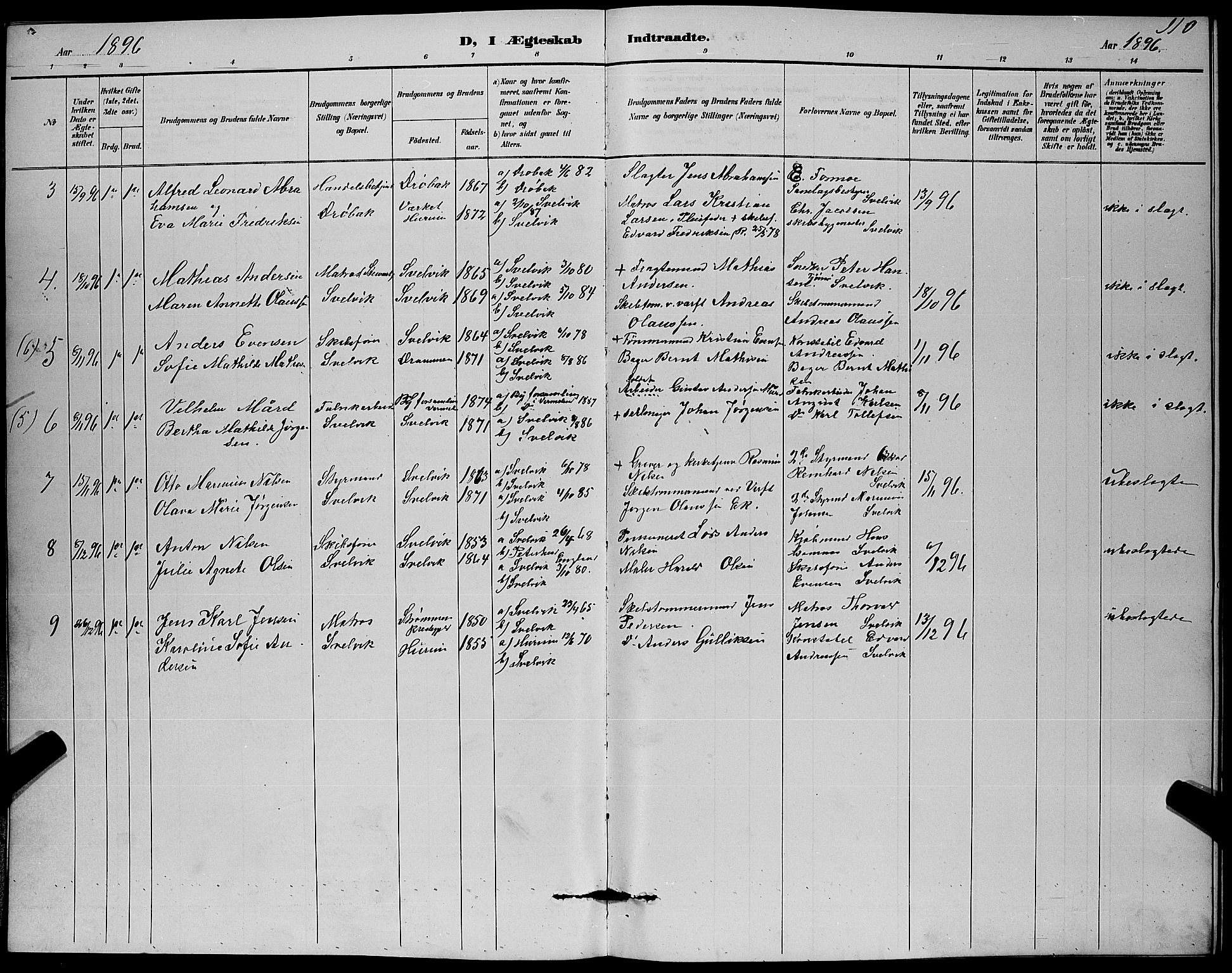Strømm kirkebøker, AV/SAKO-A-322/G/Gb/L0001: Parish register (copy) no. II 1, 1889-1896, p. 110